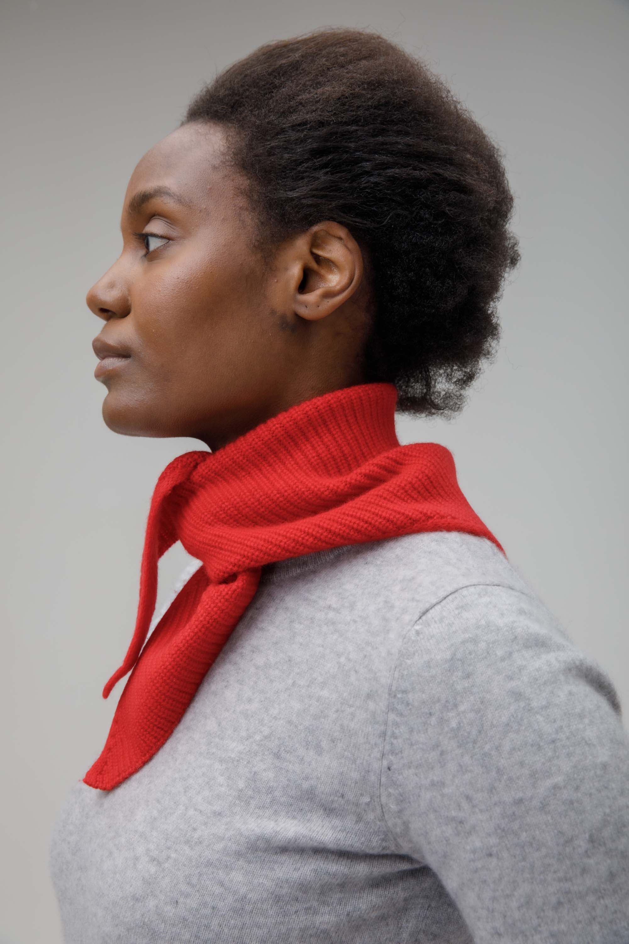 Knitted Cashmere Neck Tie - Red - Image 3