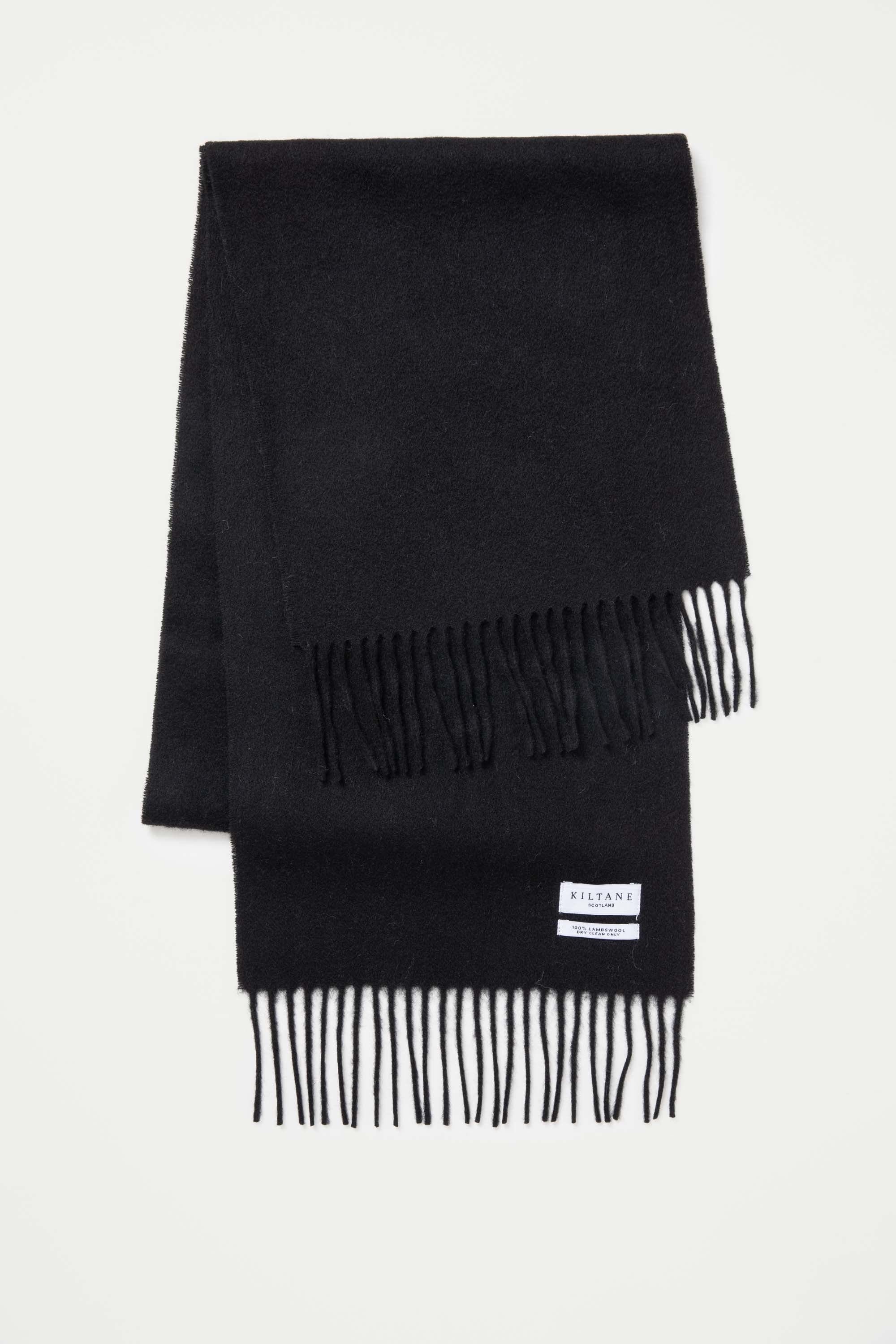 Solid Lambswool Scarf - Black - Image 2