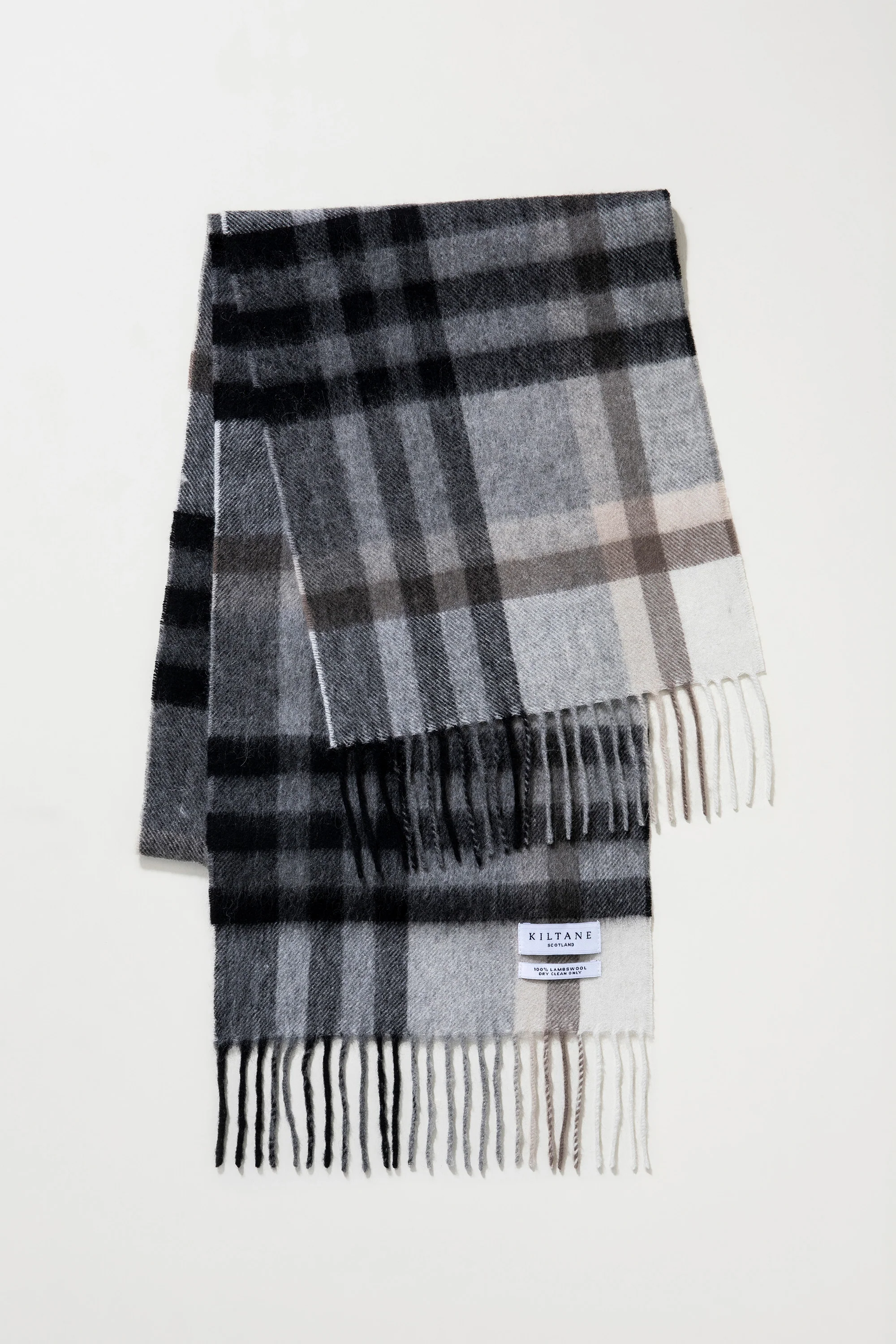 Tartan Lambswool Scarf - Black Grey - Image 3