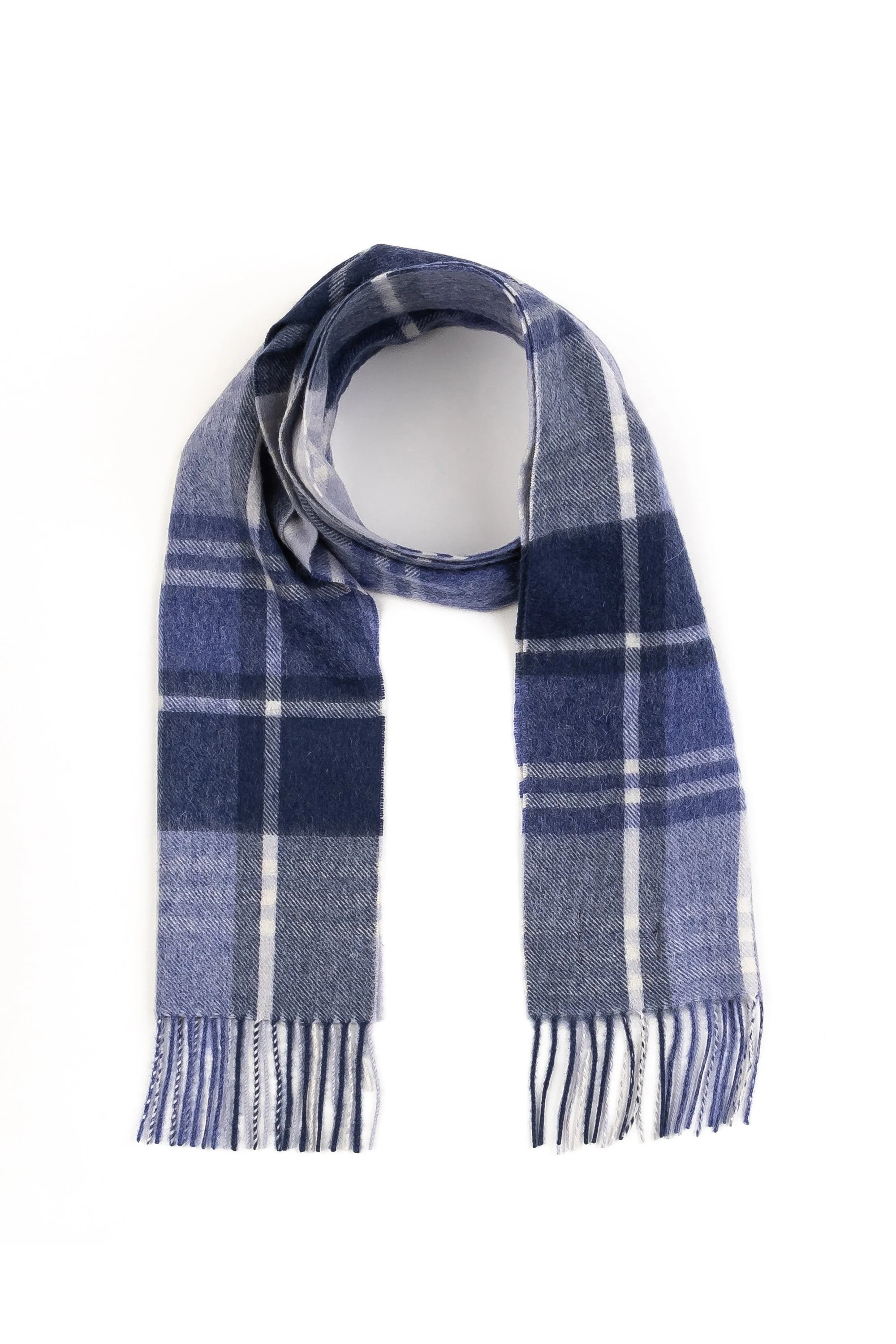 Square Check Lambswool Scarf - Blue Jk - Image 3