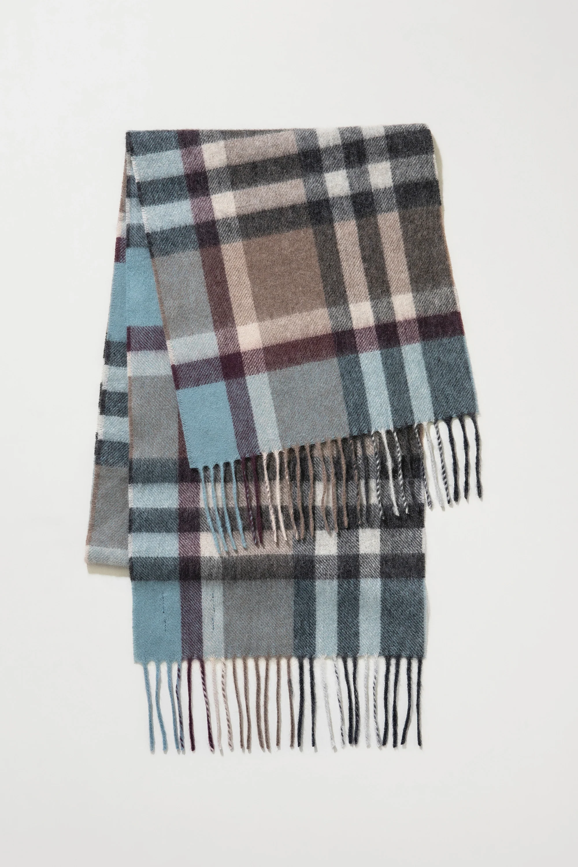 Tartan Lambswool Scarf - Blue Taupe - Image 3