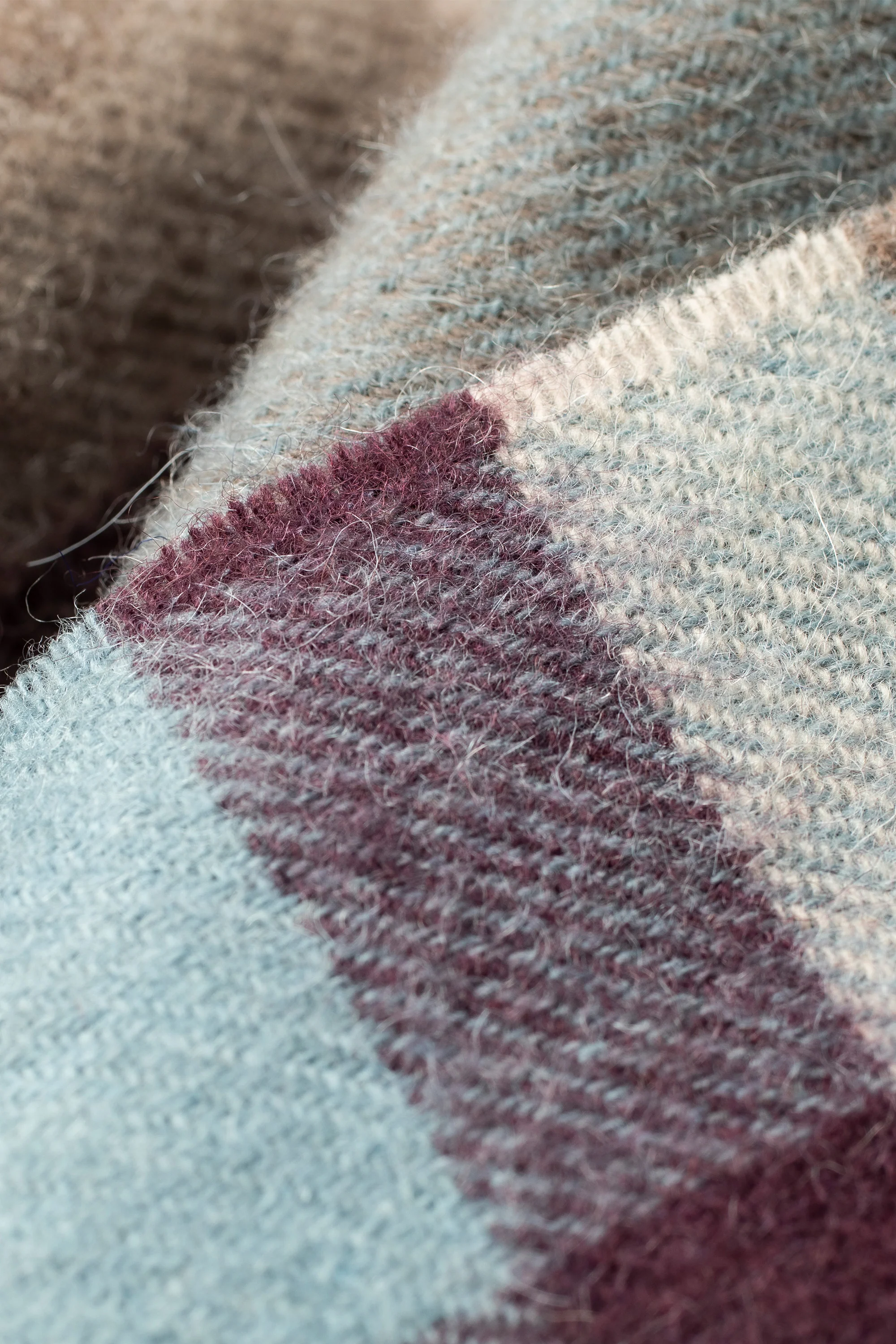 Tartan Lambswool Scarf - Blue Taupe - Image 4