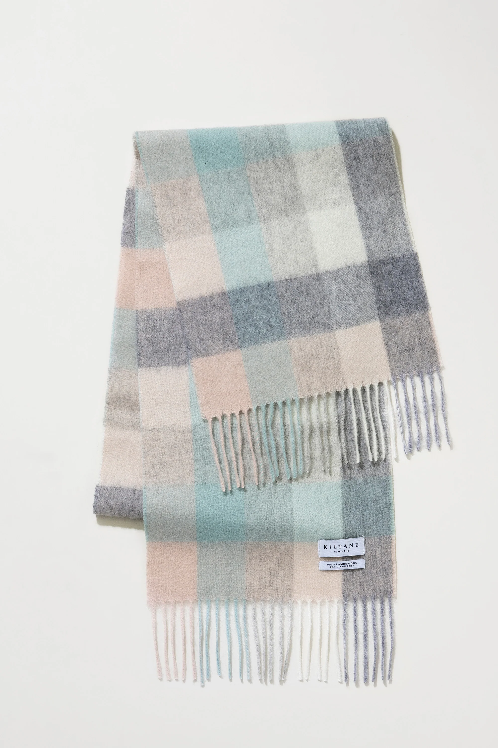 5 Square Check Lambswool Scarf - Brume - Image 3