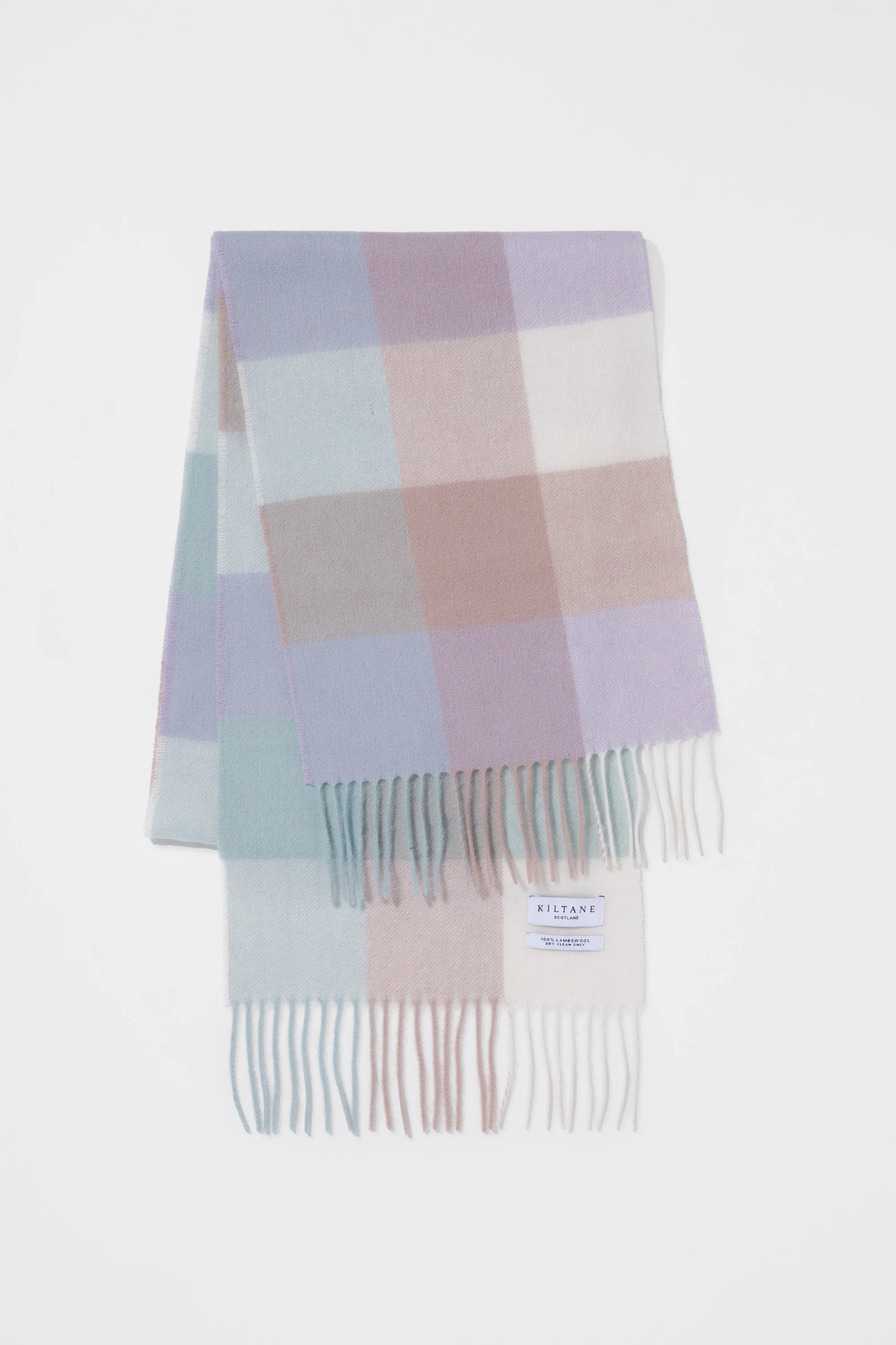 3 Square Check Lambswool Scarf - Brume Lilac