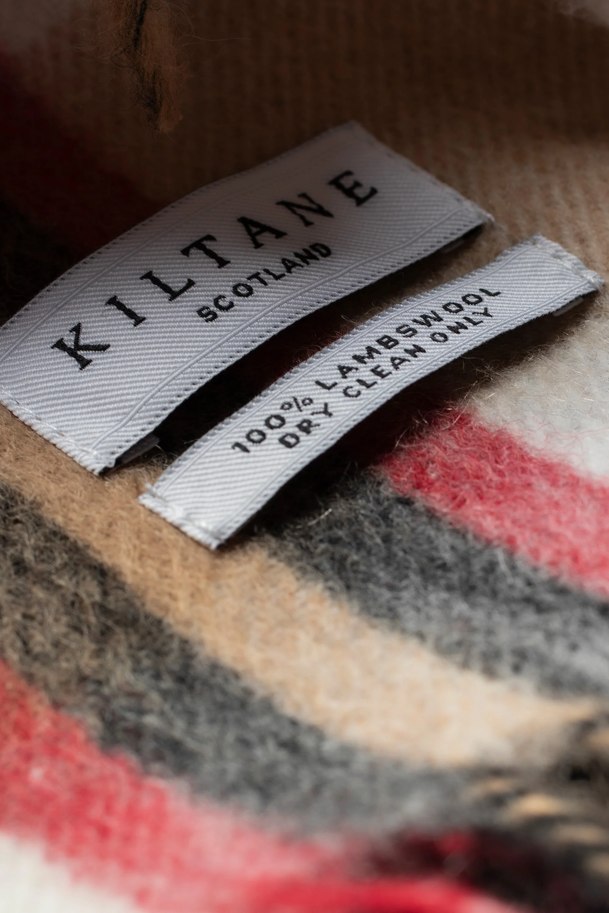 Square Check Lambswool Scarf - Camel - Image 4