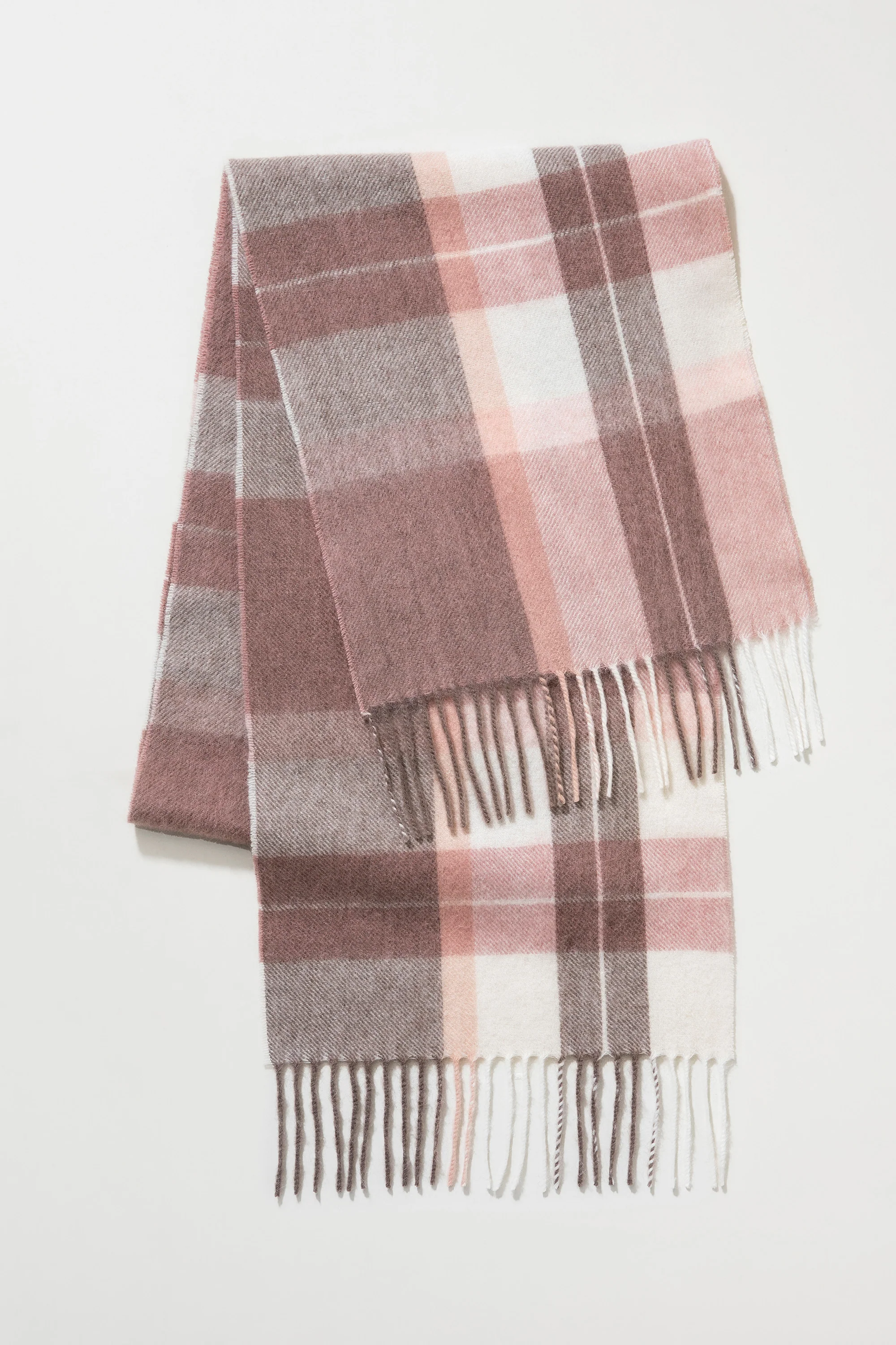 Contemporary Check Lambswool Scarf - Cameo - Image 3