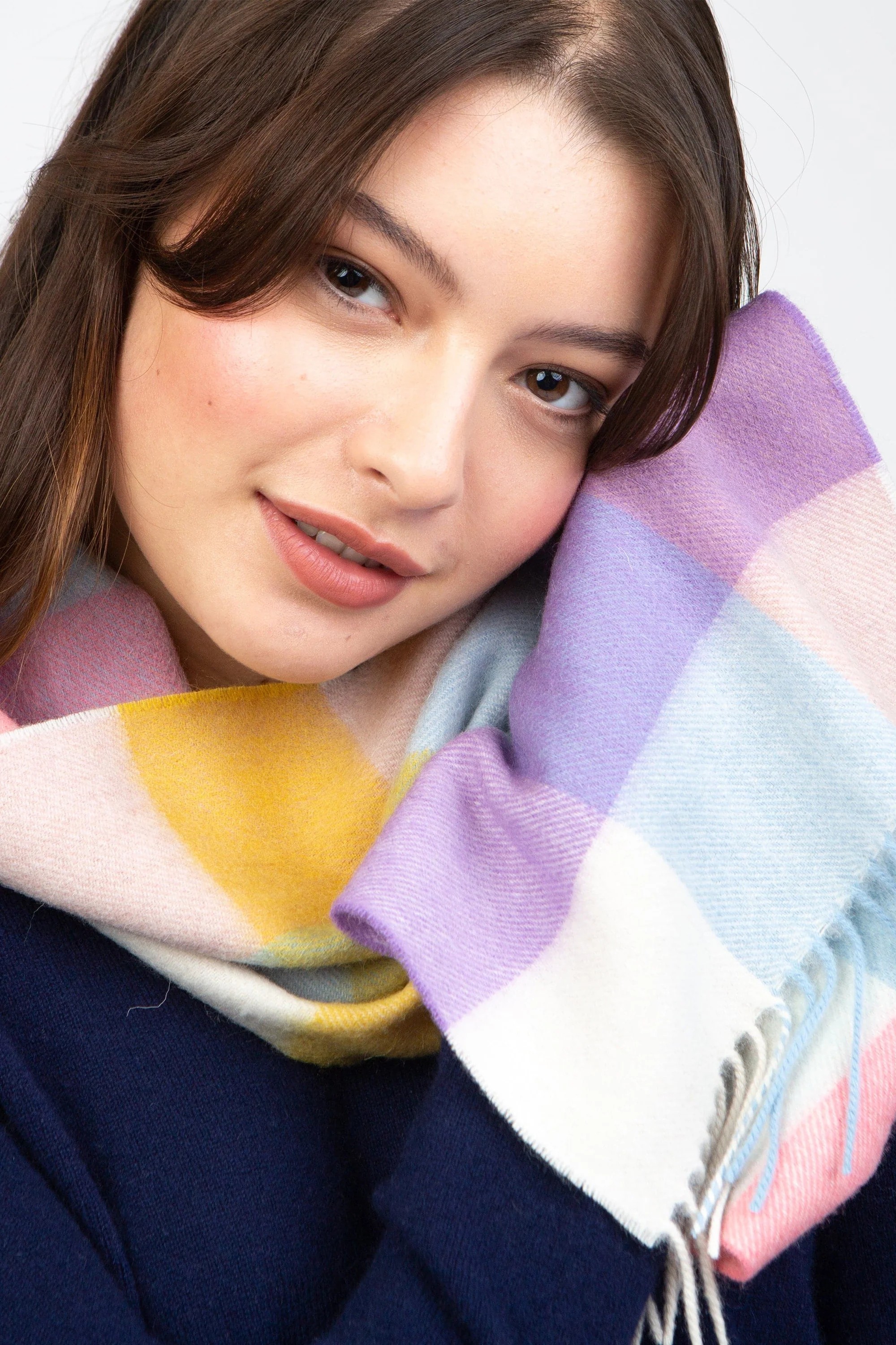 3 Square Check Lambswool Scarf - Candy - Image 3