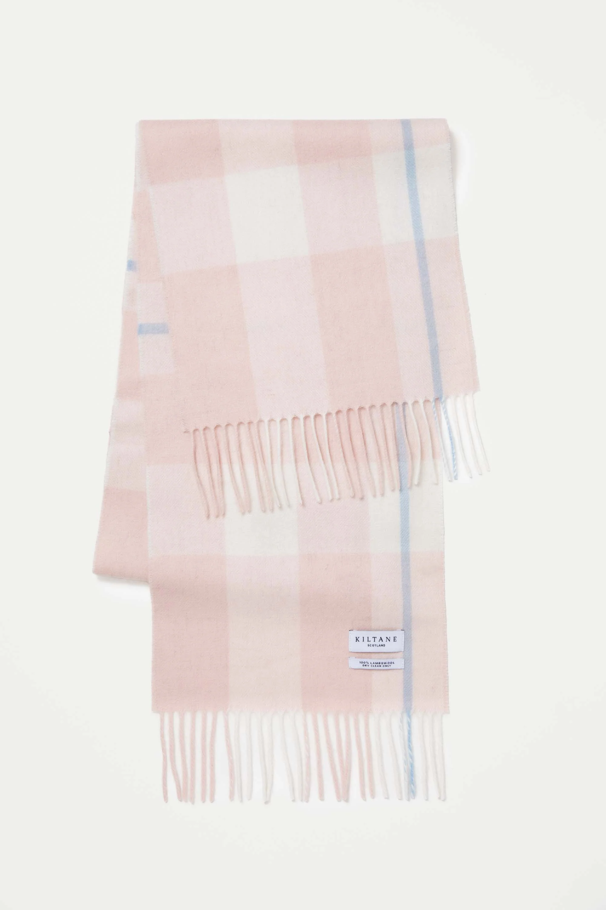 Contemporary Check Lambswool Scarf - Champagne Pink - Image 3