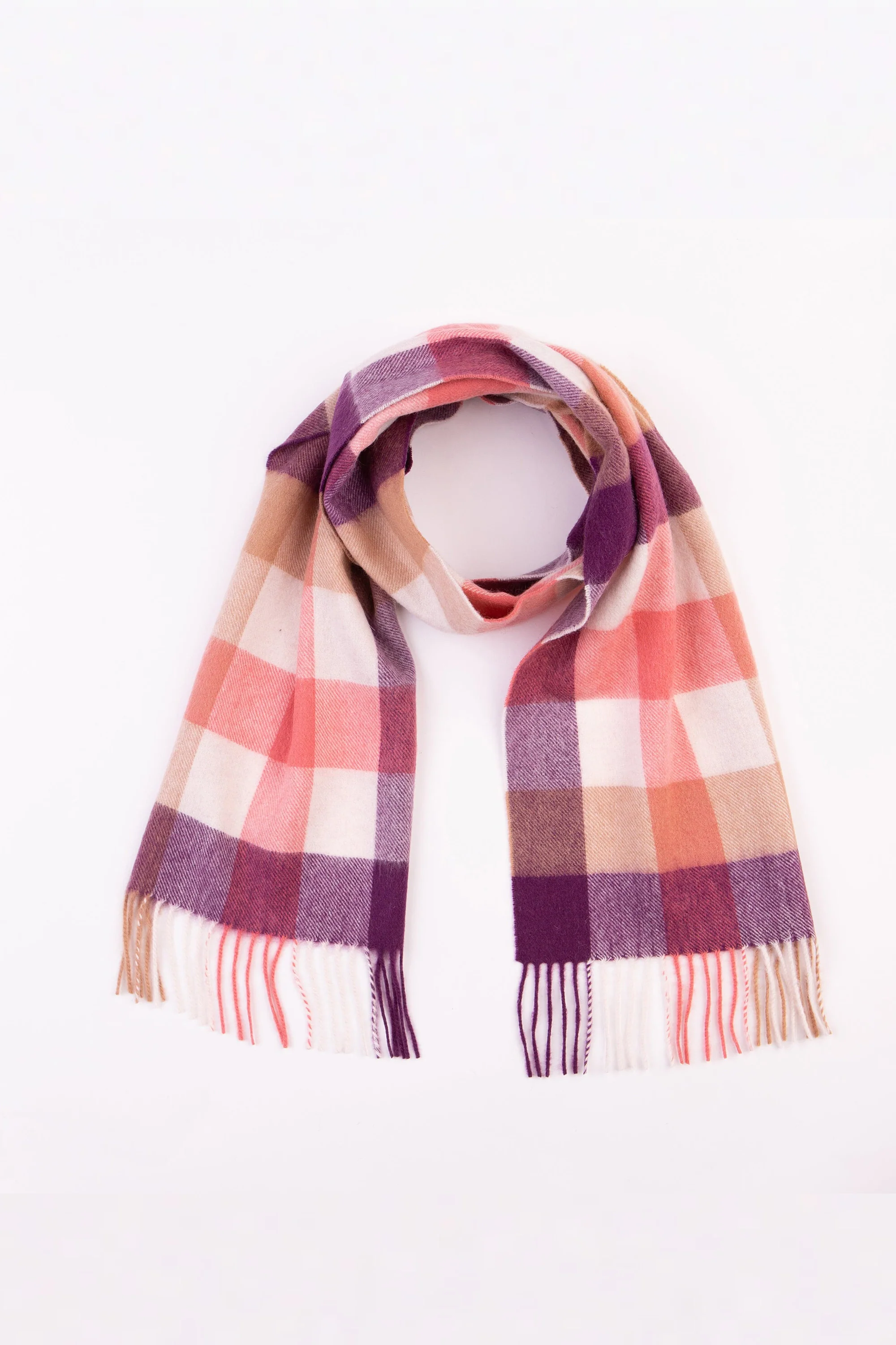 5 Square Check Lambswool Scarf - Eminence - Image 3