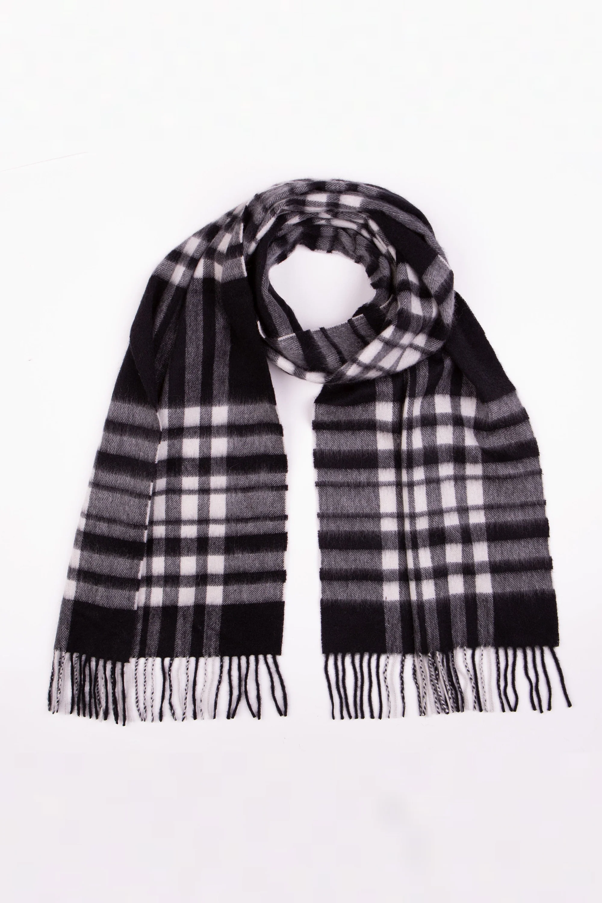 Heritage Tartan Lambswool Scarf - Exploded Black & White Menzies - Image 4