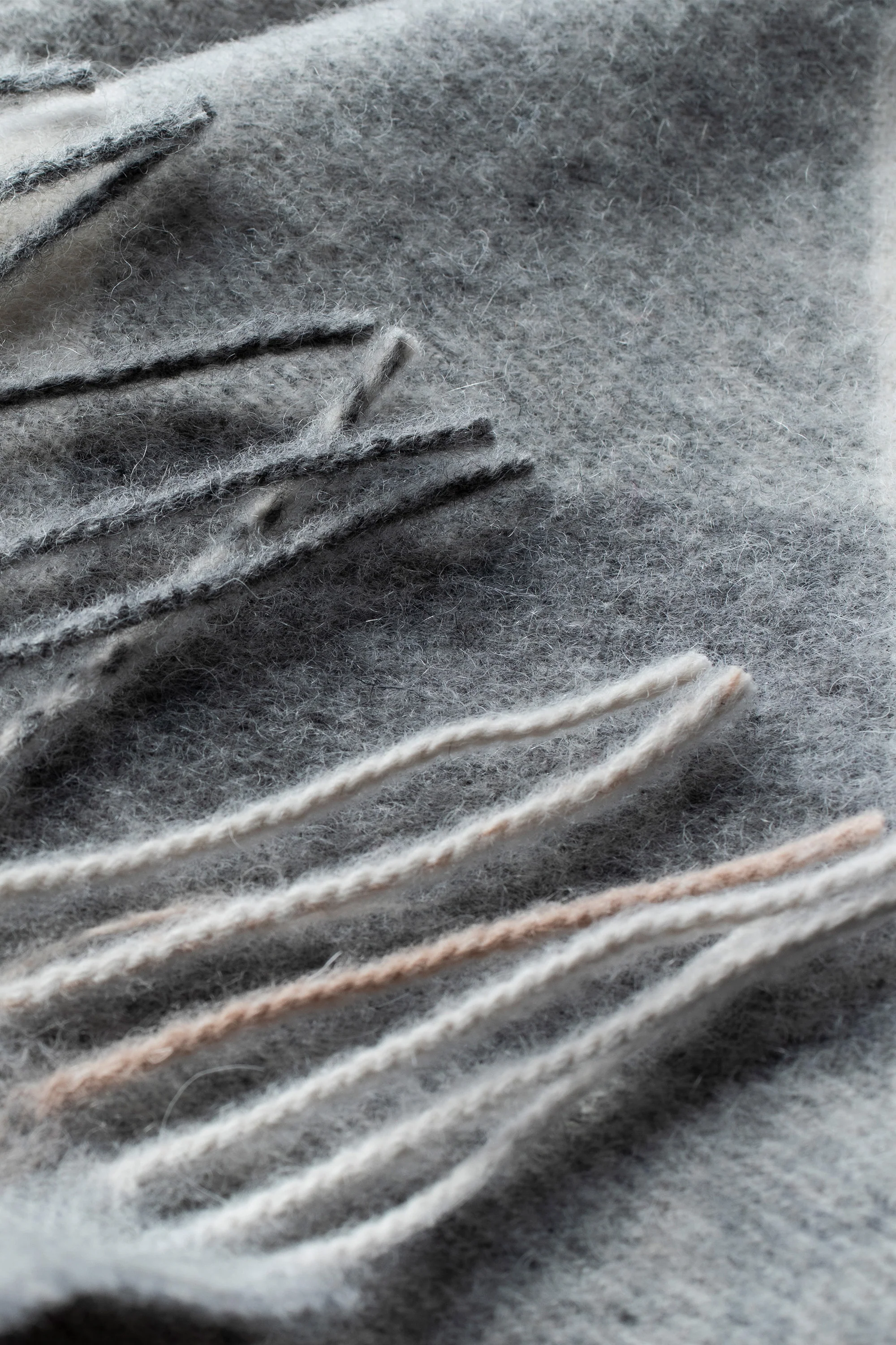 Contemporary Check Lambswool Scarf - Grey - Image 4