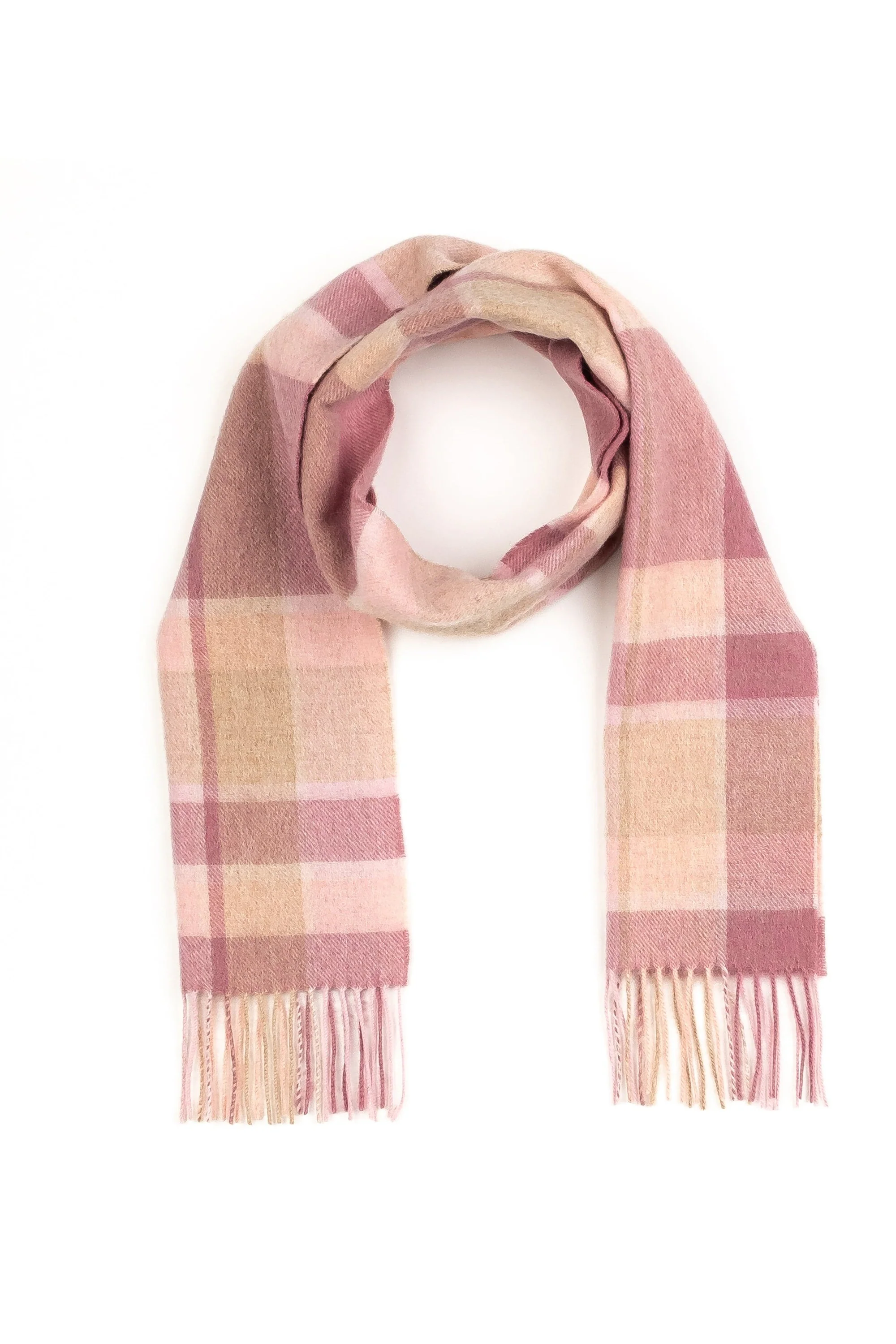 Square Check Lambswool Scarf - Light Pink - Image 3
