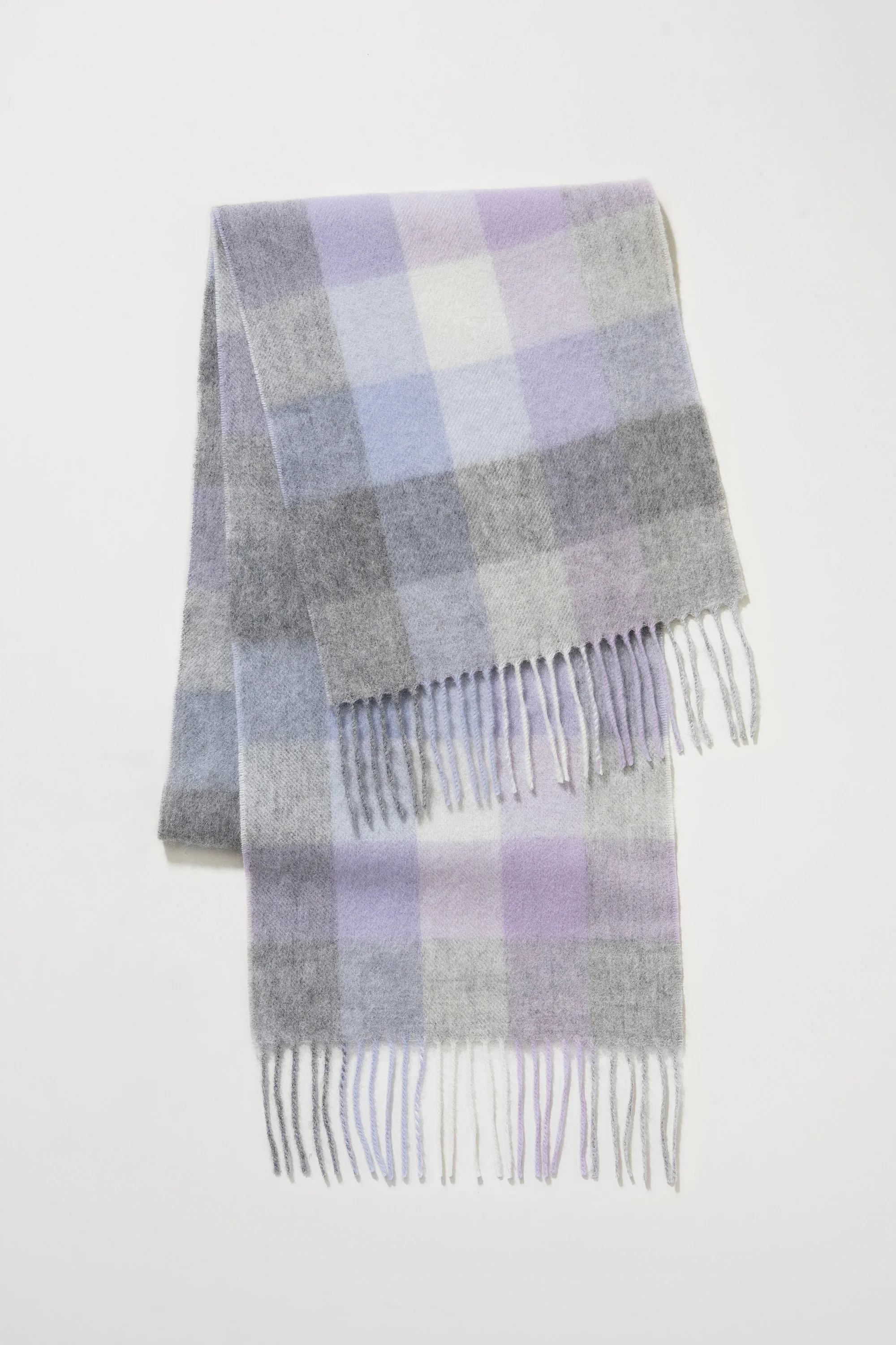 5 Square Check Lambswool Scarf - Lilac - Image 3