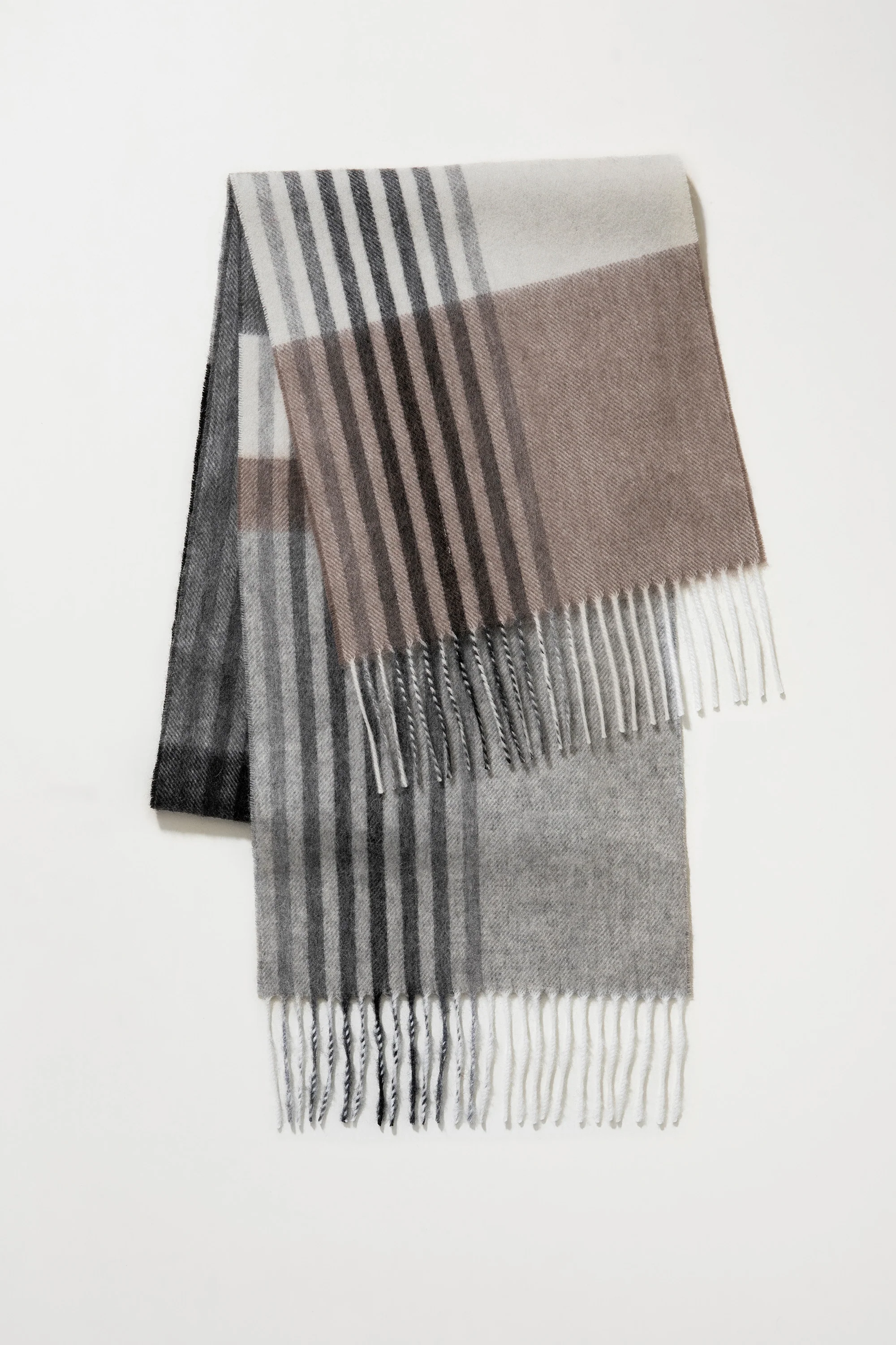 Contemporary Check Lambswool Scarf - Monochrome - Image 3