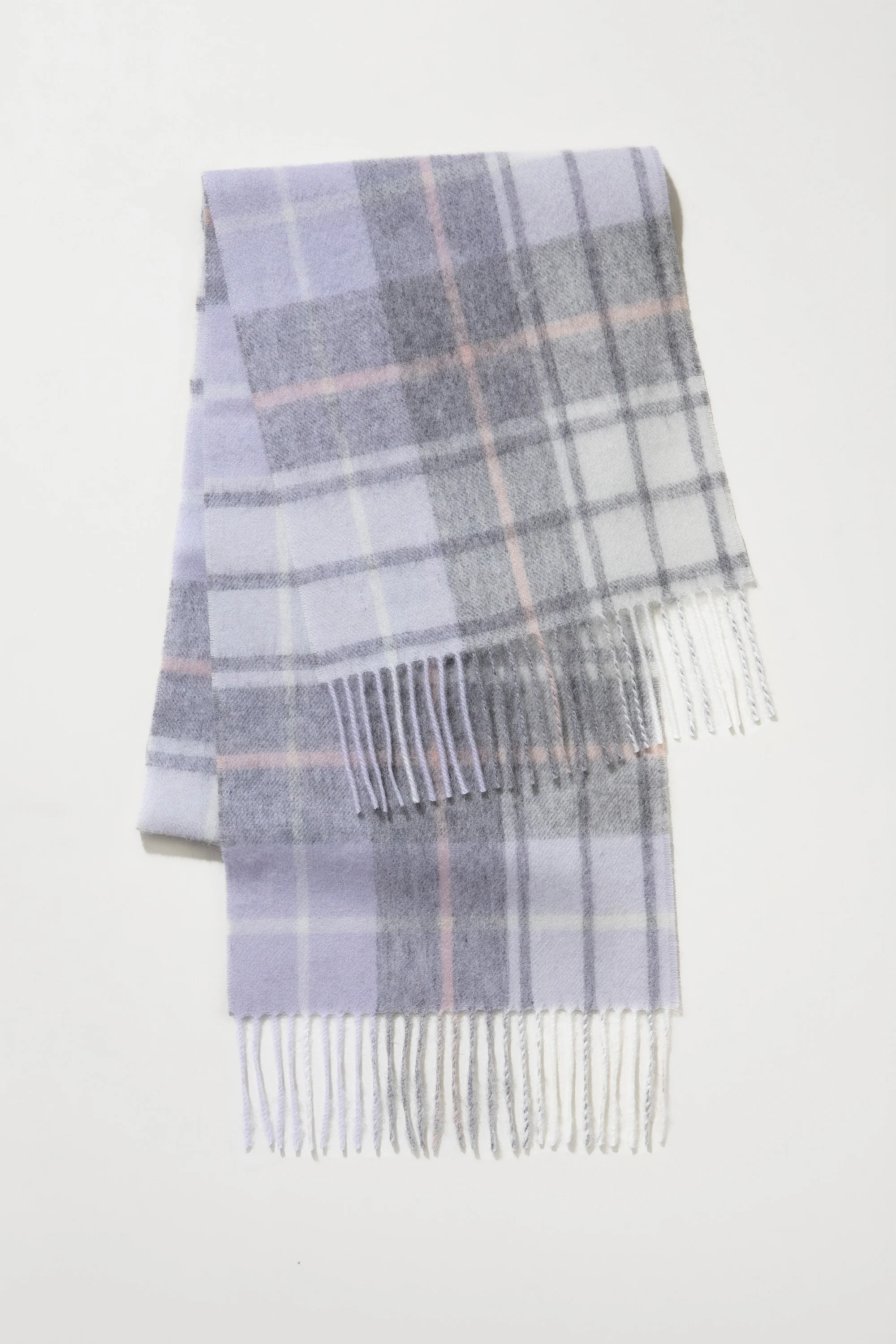 Contemporary Check Lambswool Scarf - Moonshadow - Image 3