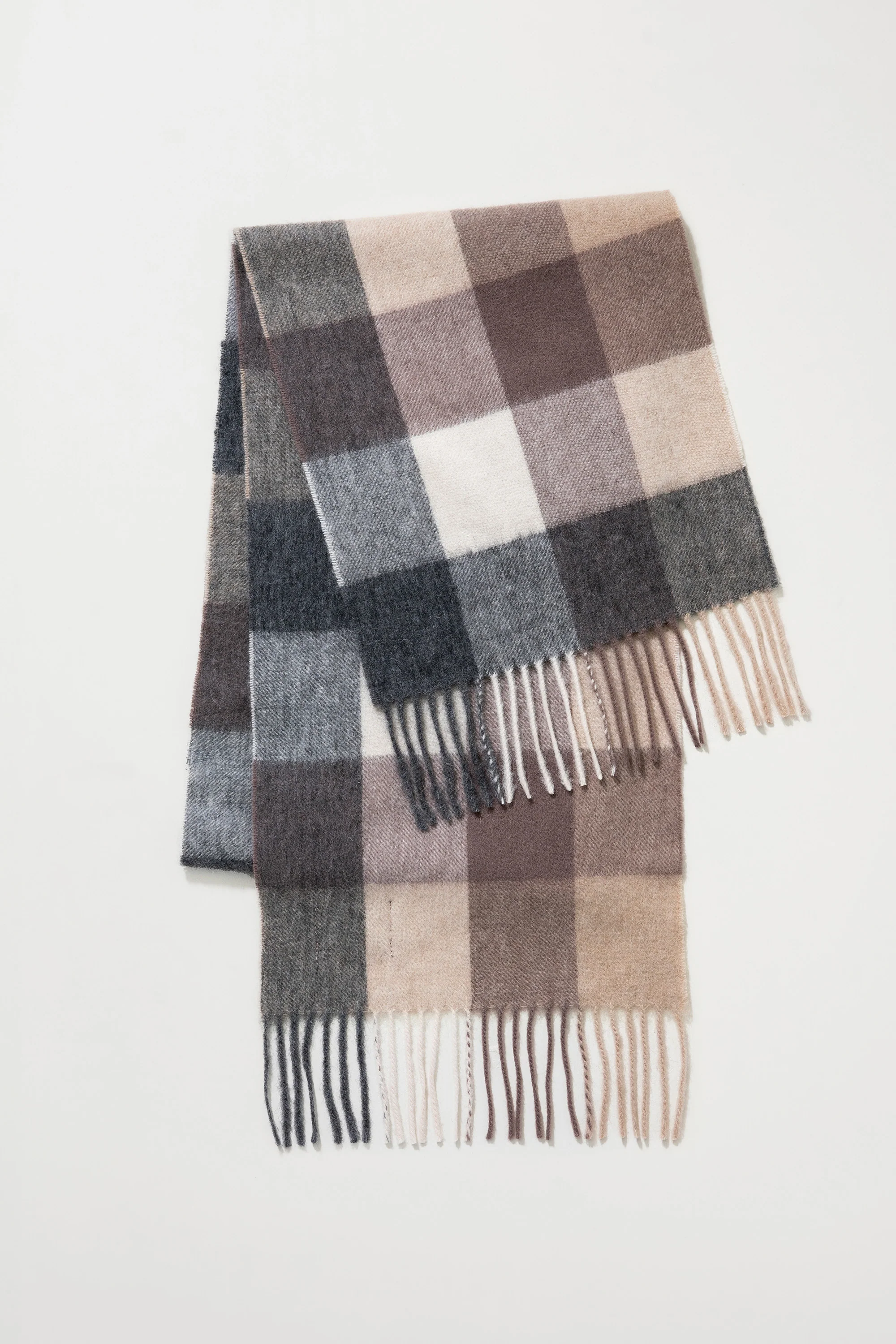 Checkers Lambswool Scarf - Natural - Image 3