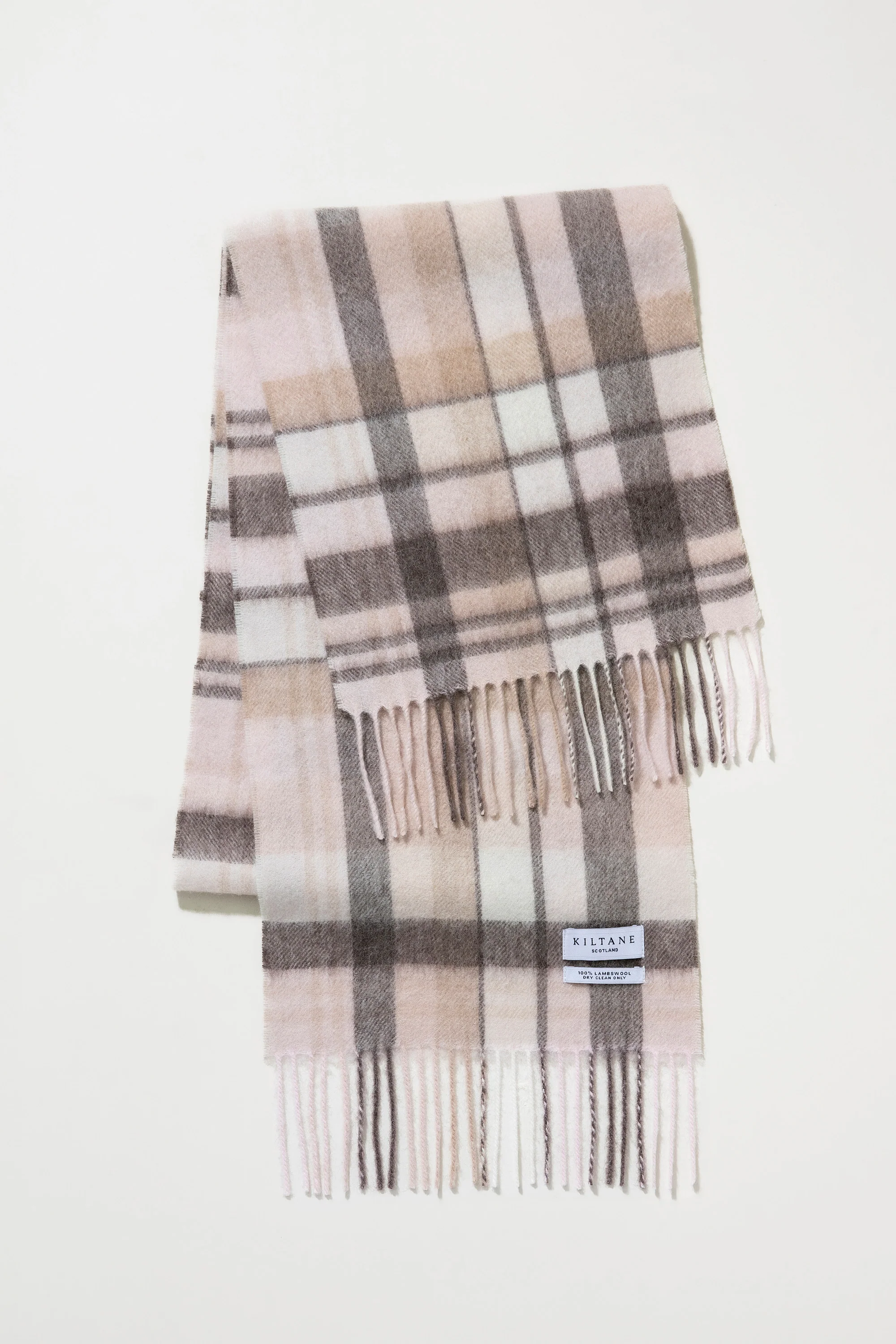 Square Check Lambswool Scarf - Natural - Image 3