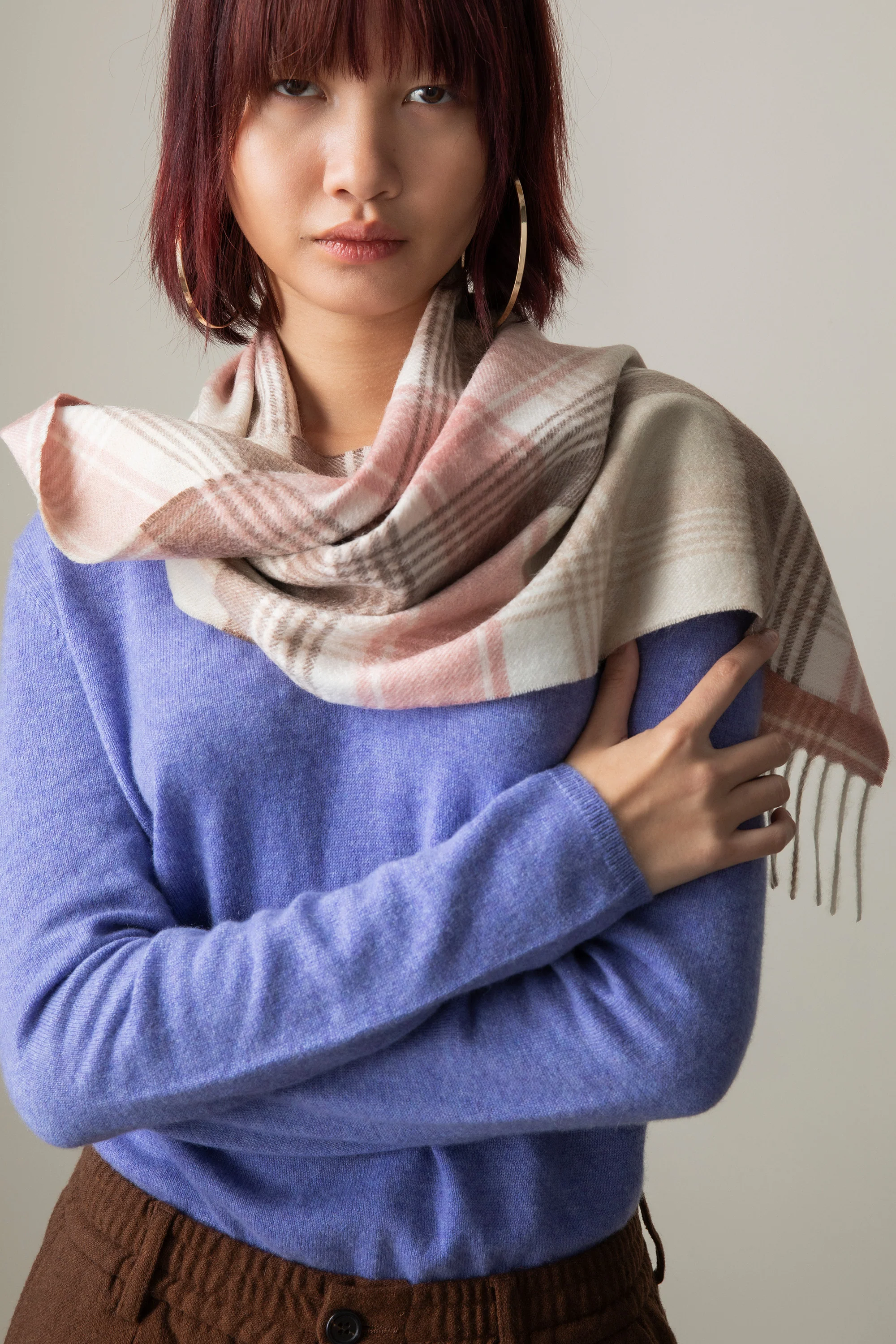 Repeat Edge Lambswool Scarf - Natural - Image 2