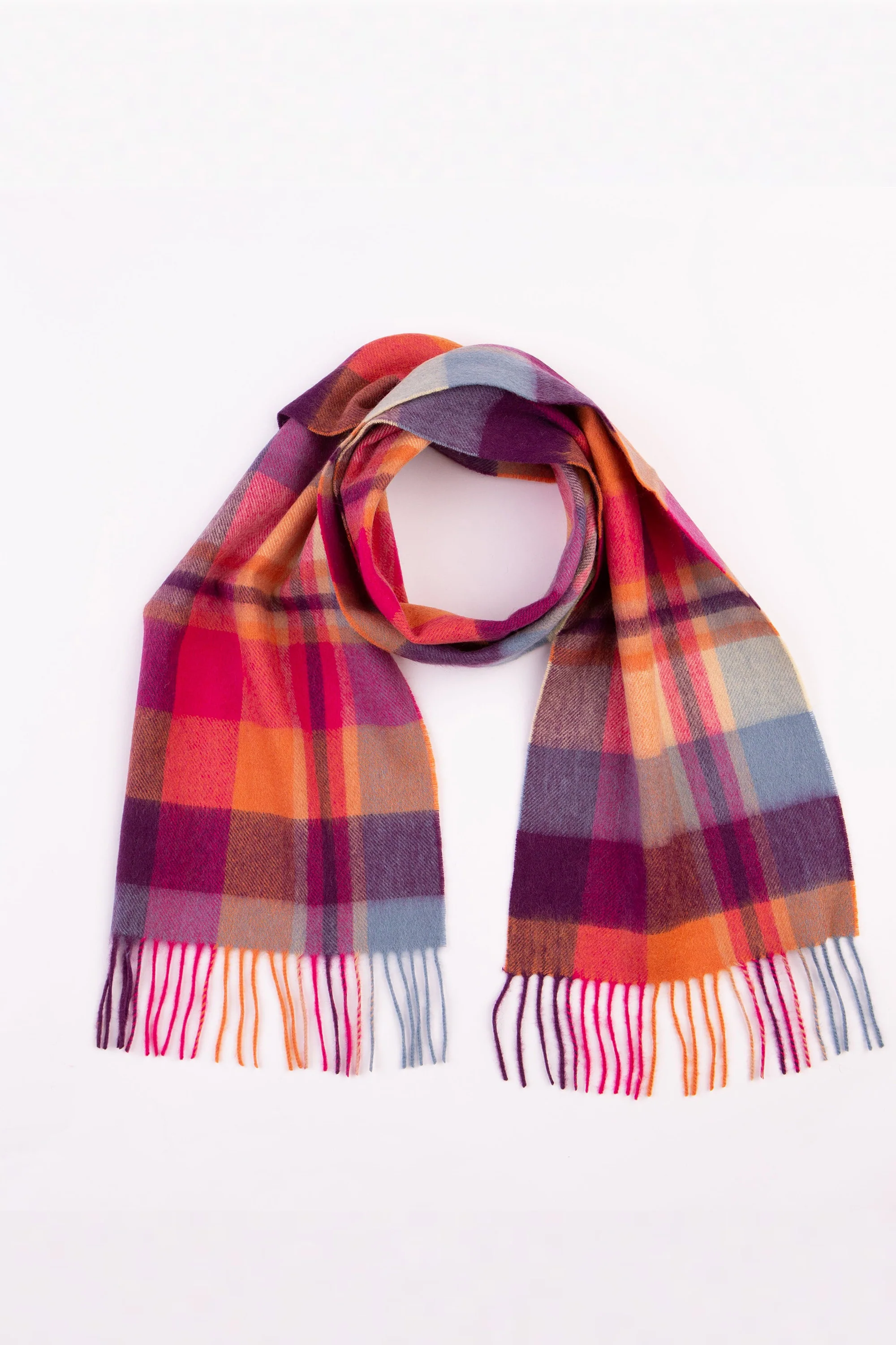 Square Check Lambswool Scarf - Orient Ginger - Image 3