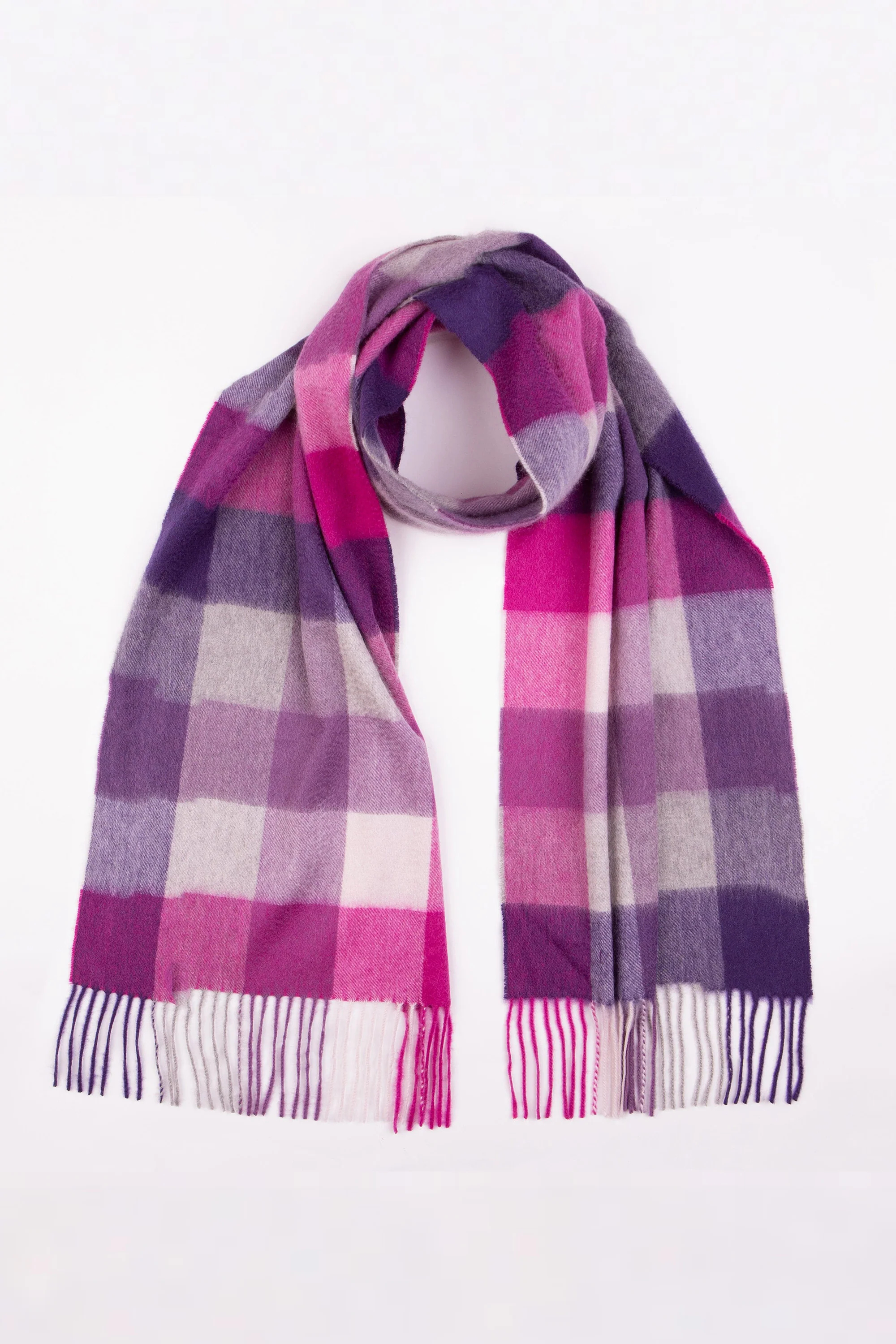 5 Square Check Lambswool Scarf - Purple - Image 3