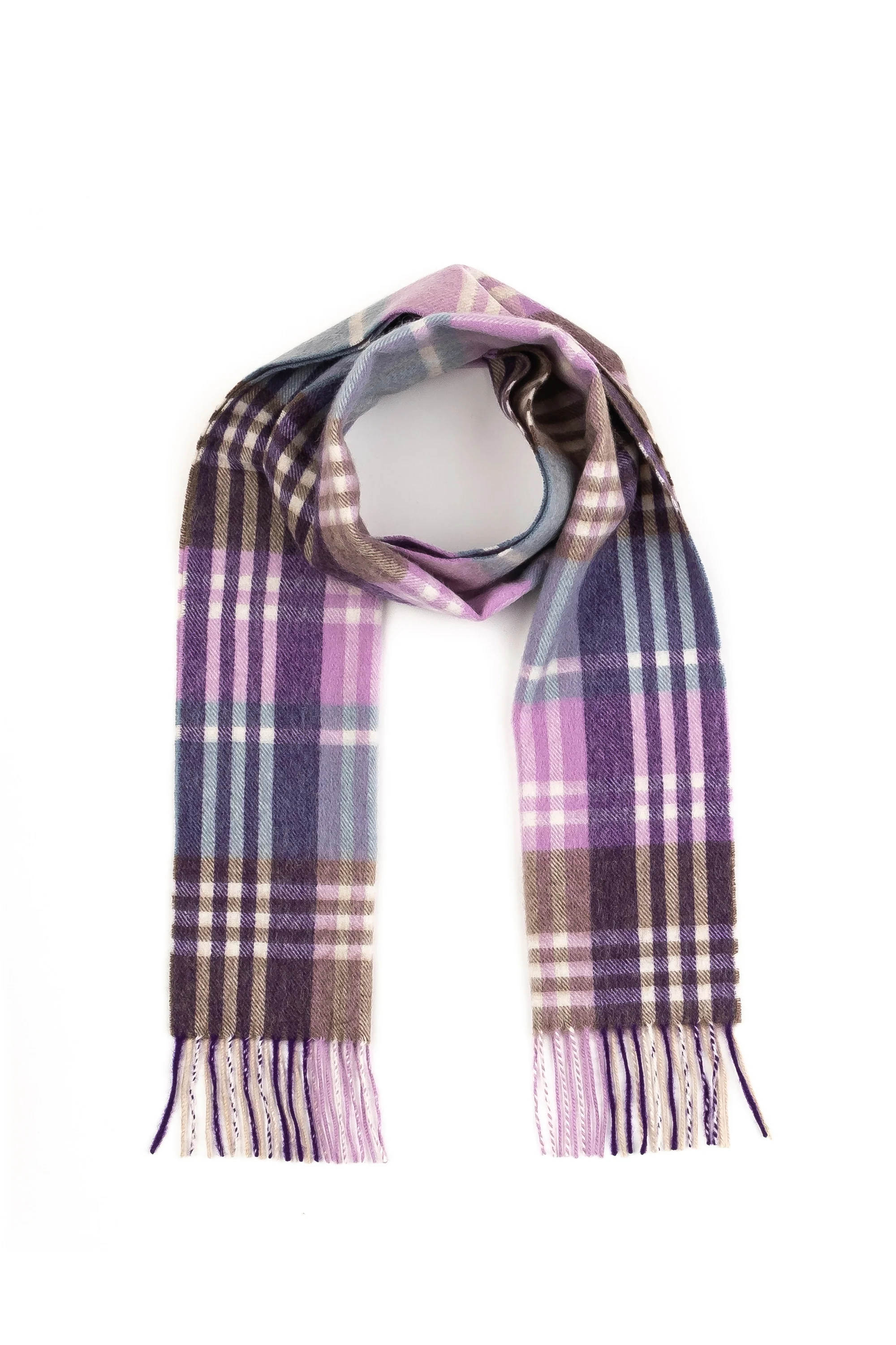 Square Check Lambswool Scarf - Purple Jk - Image 3