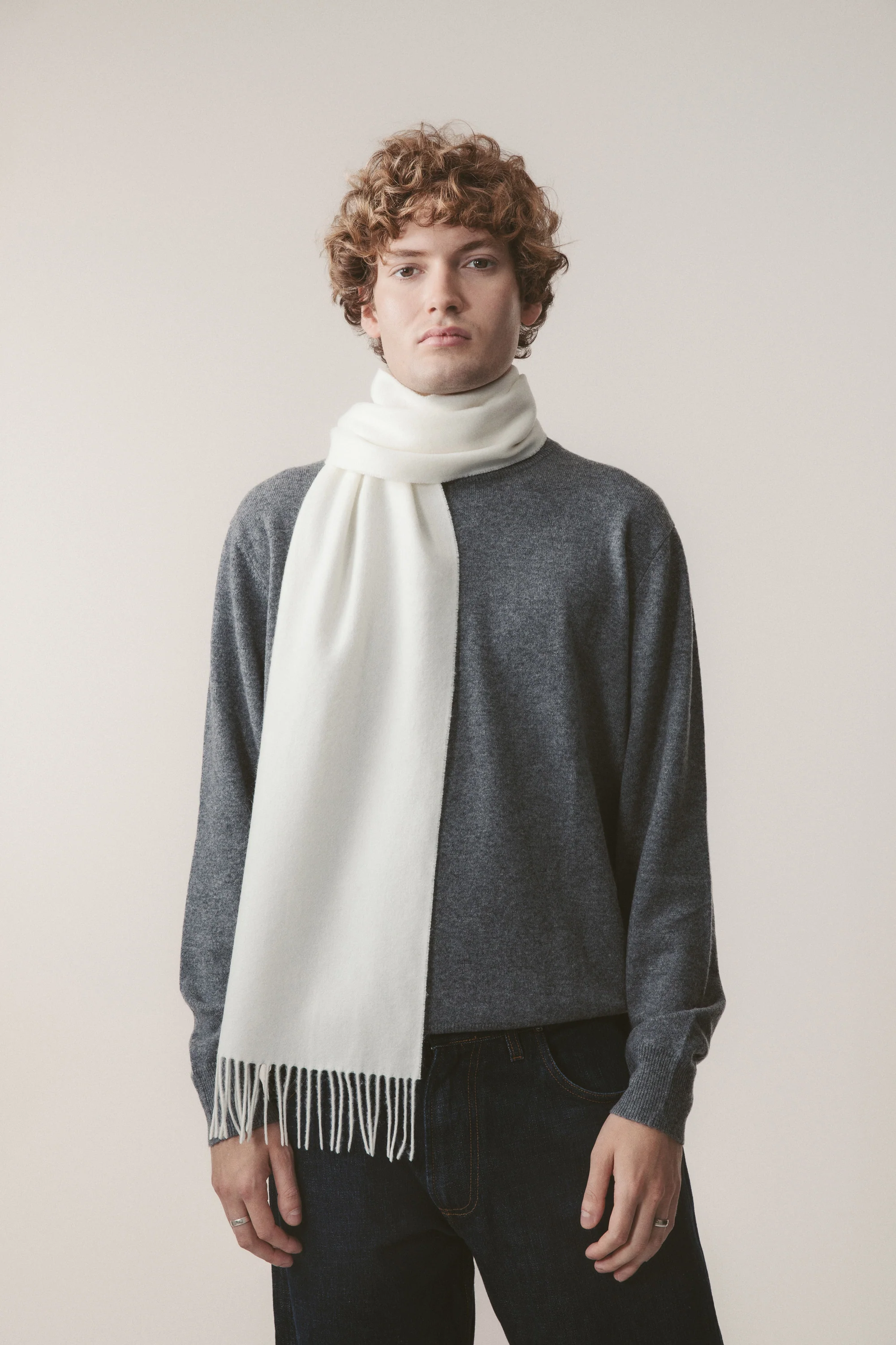 Solid Lambswool Scarf - Soft Cream