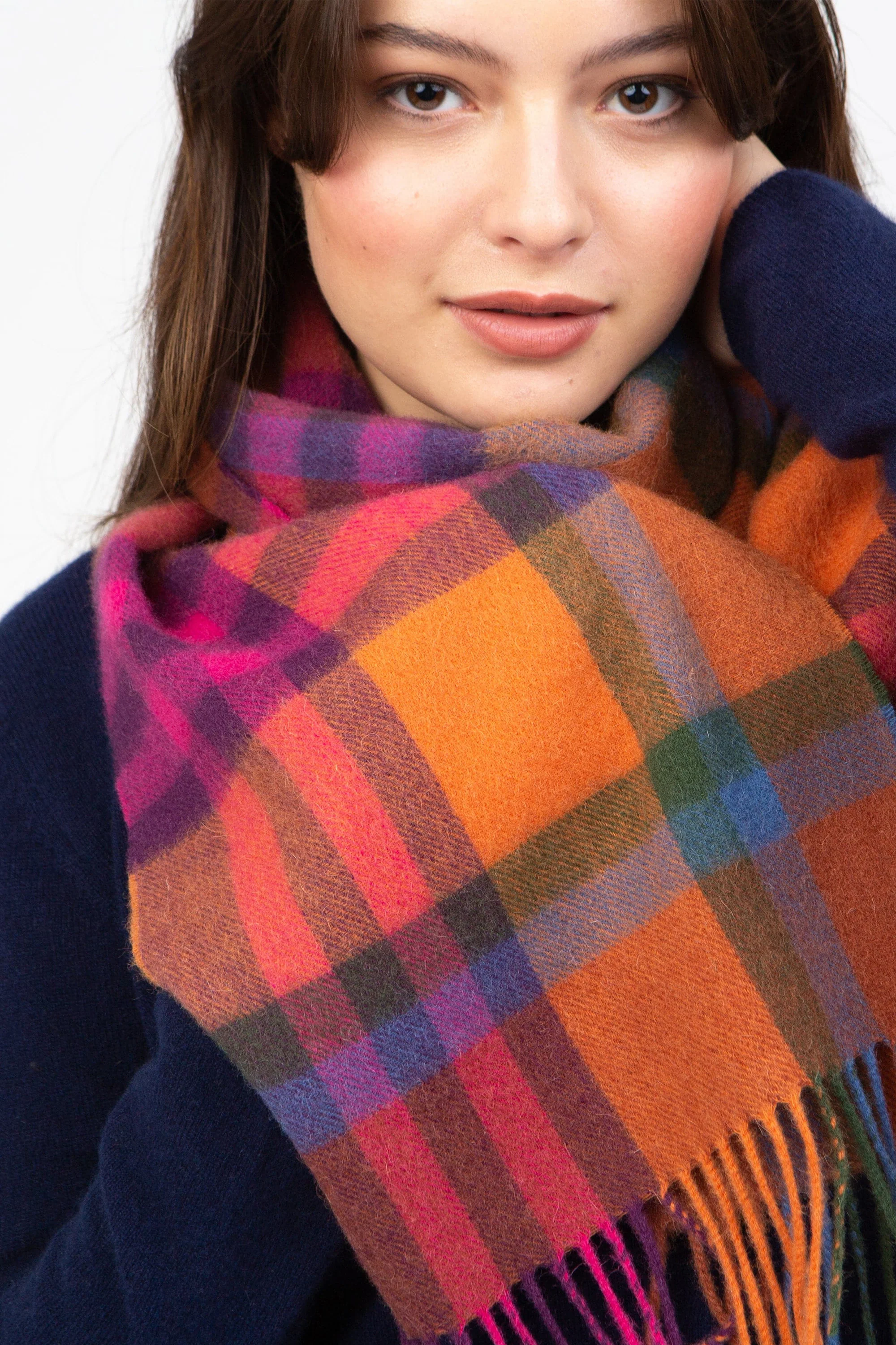 Tartan Lambswool Scarf - Spice - Image 2