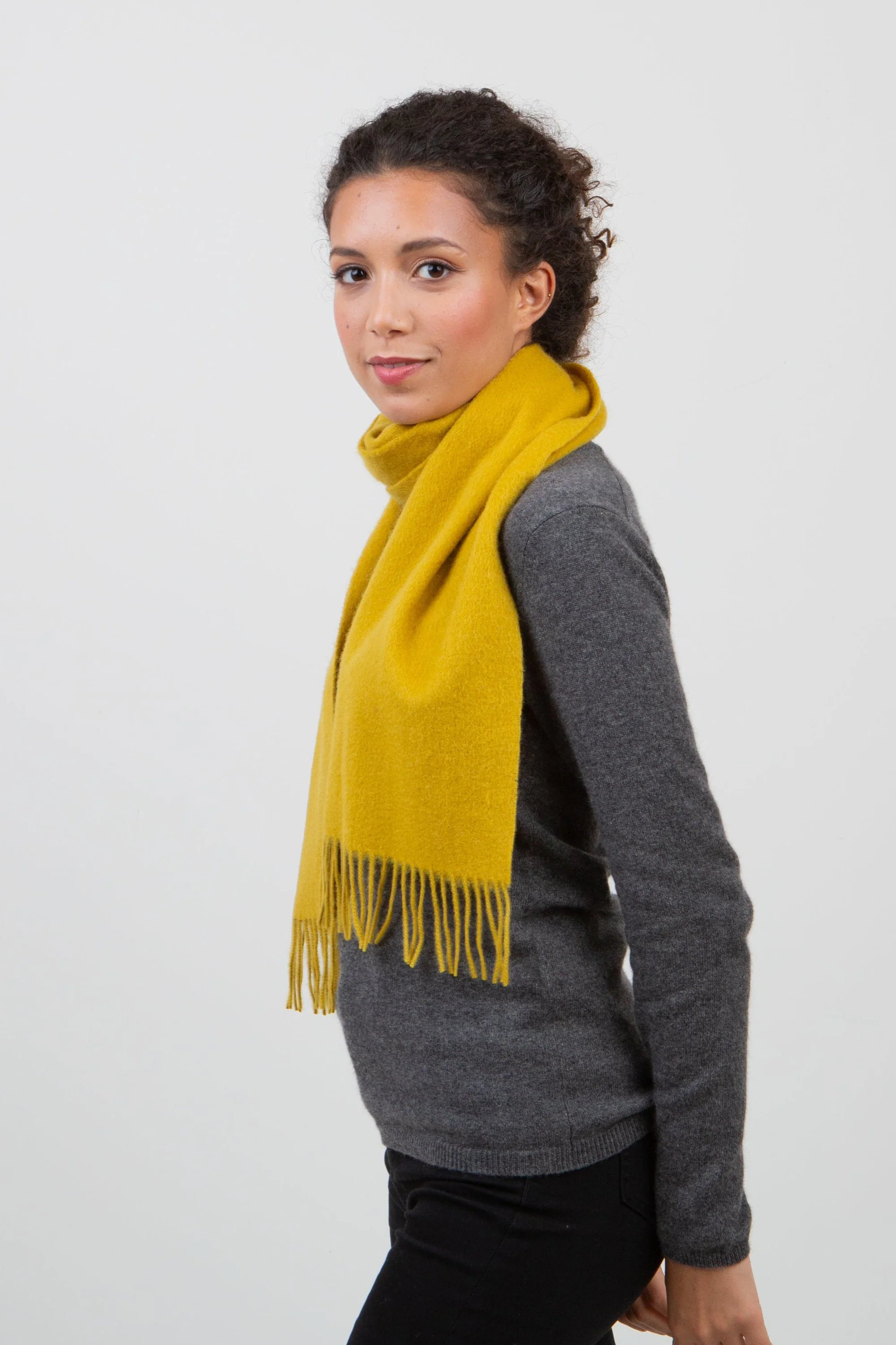 Solid Lambswool Scarf - Sulphur Green - Image 2