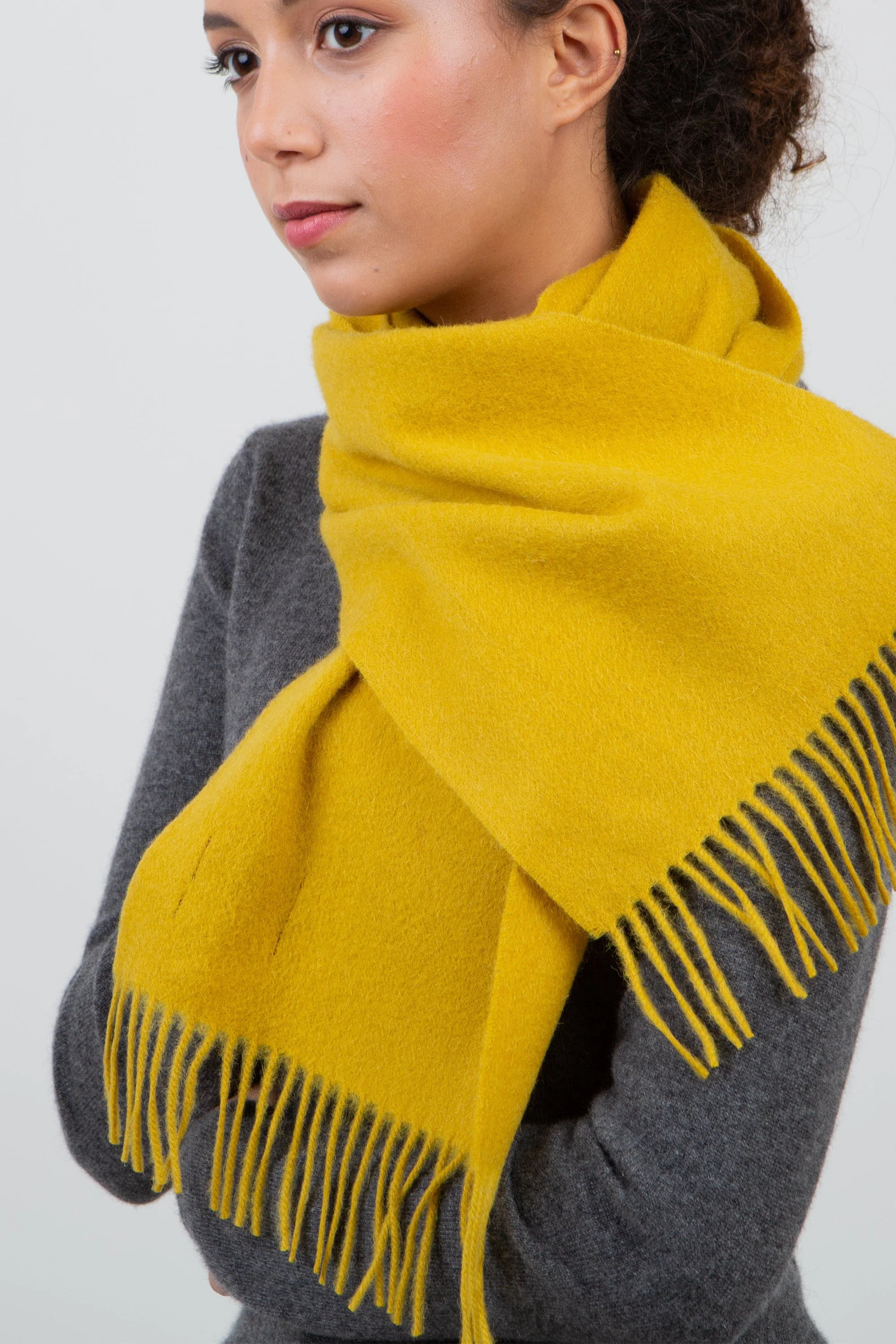 Solid Lambswool Scarf - Sulphur Green - Image 3