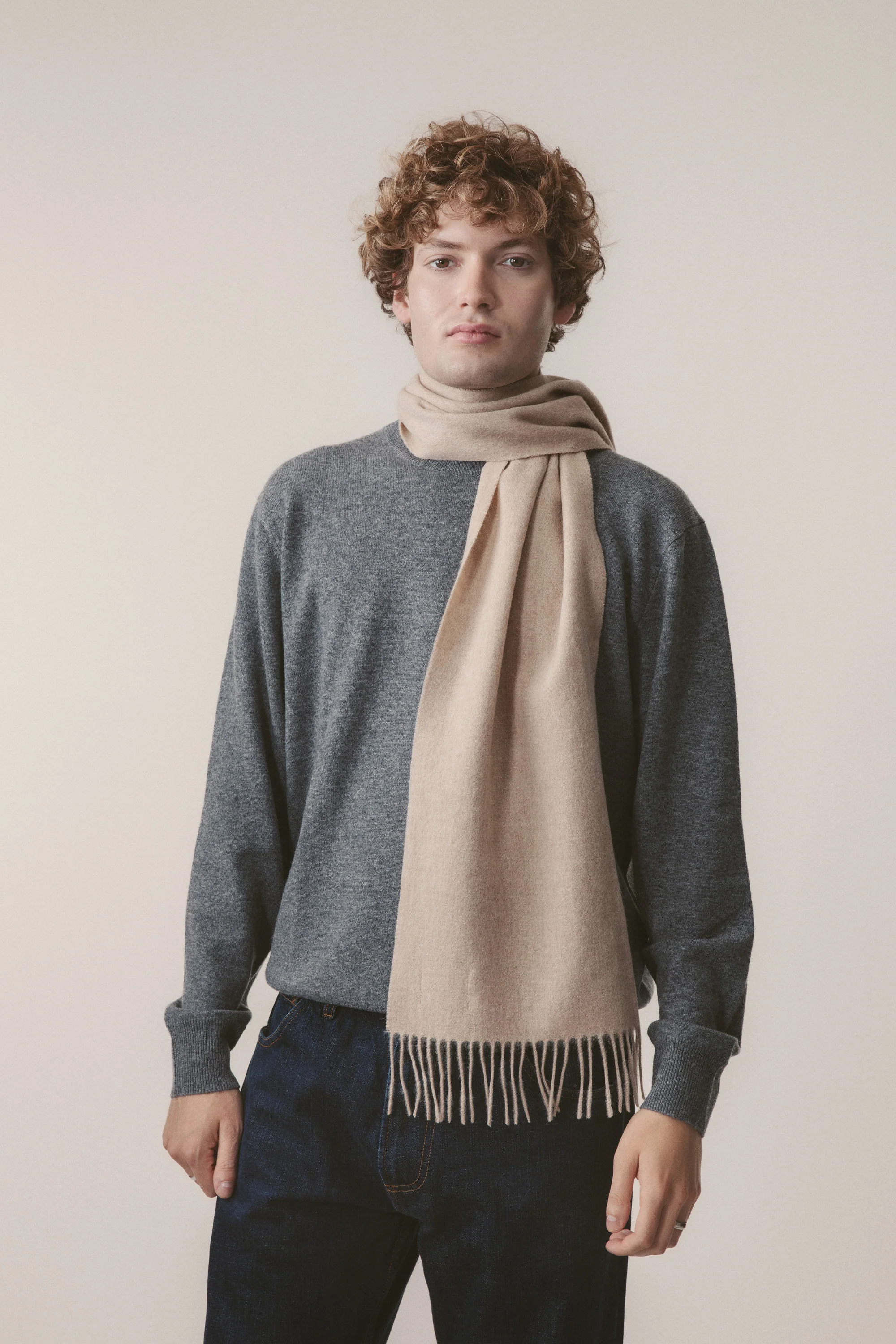 Solid Lambswool Scarf - Vicuna - Image 2