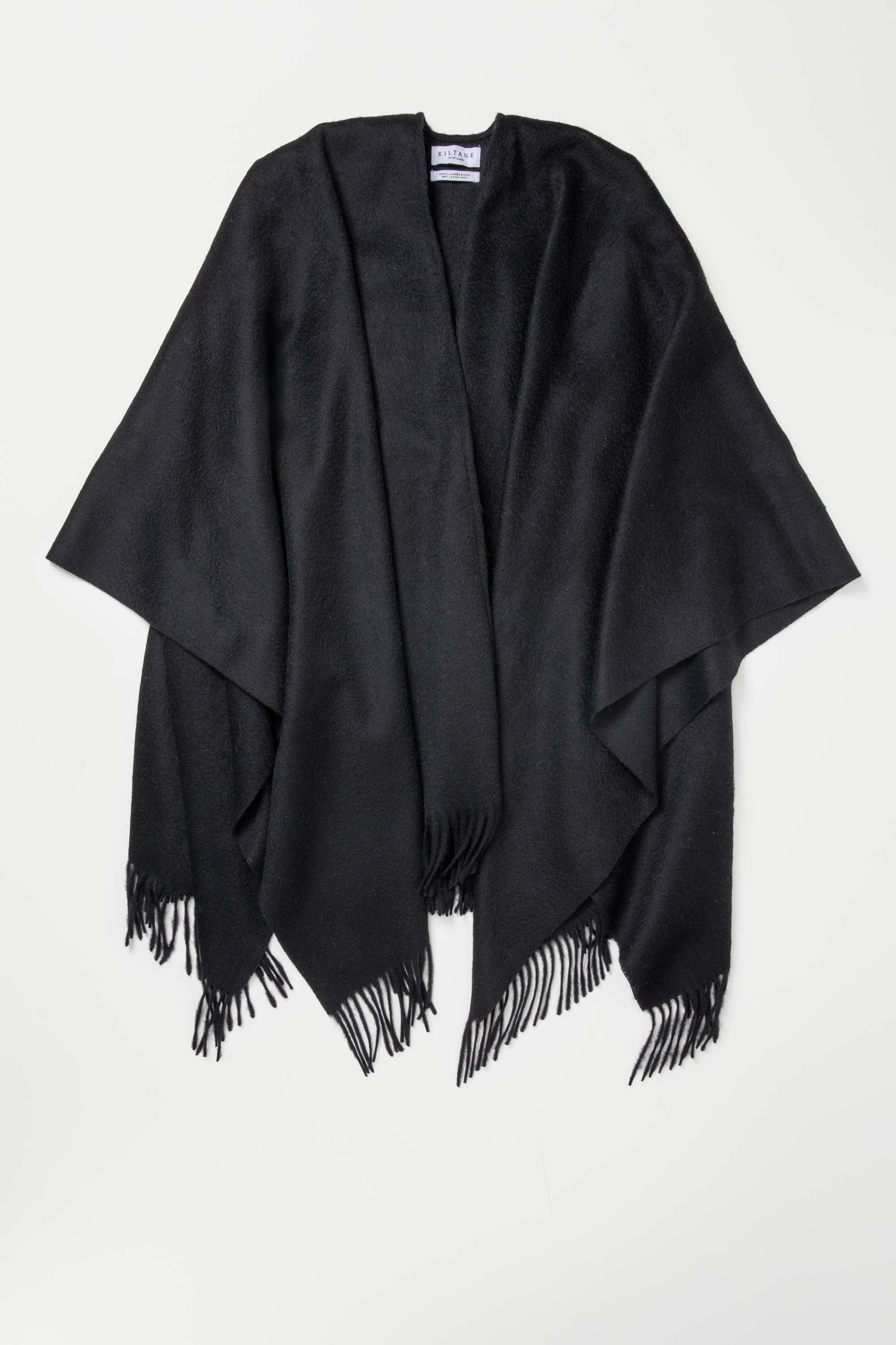 Solid Lambswool Wrap - Black - Image 3