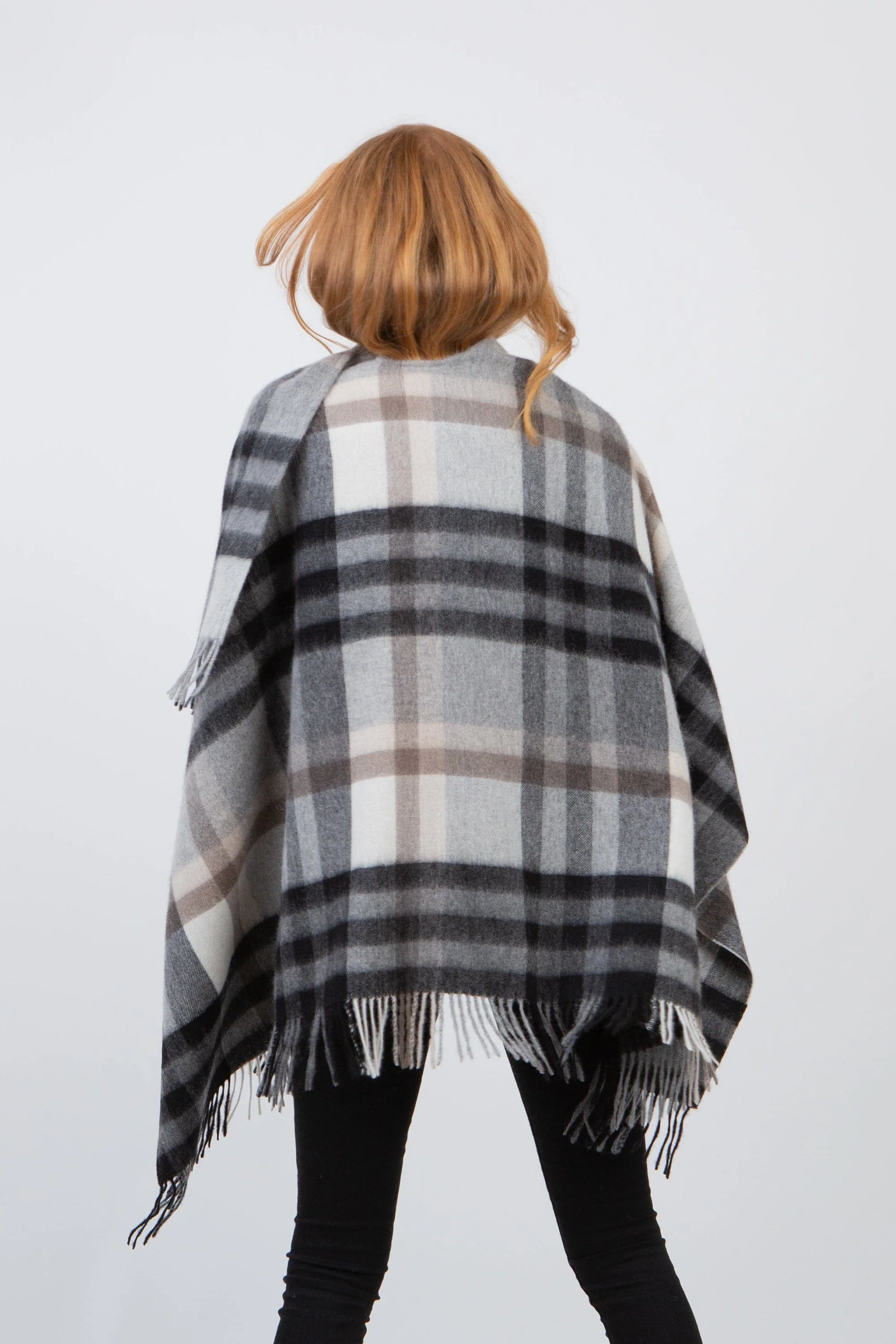 Tartan Lambswool Wrap - Black Grey - Image 2