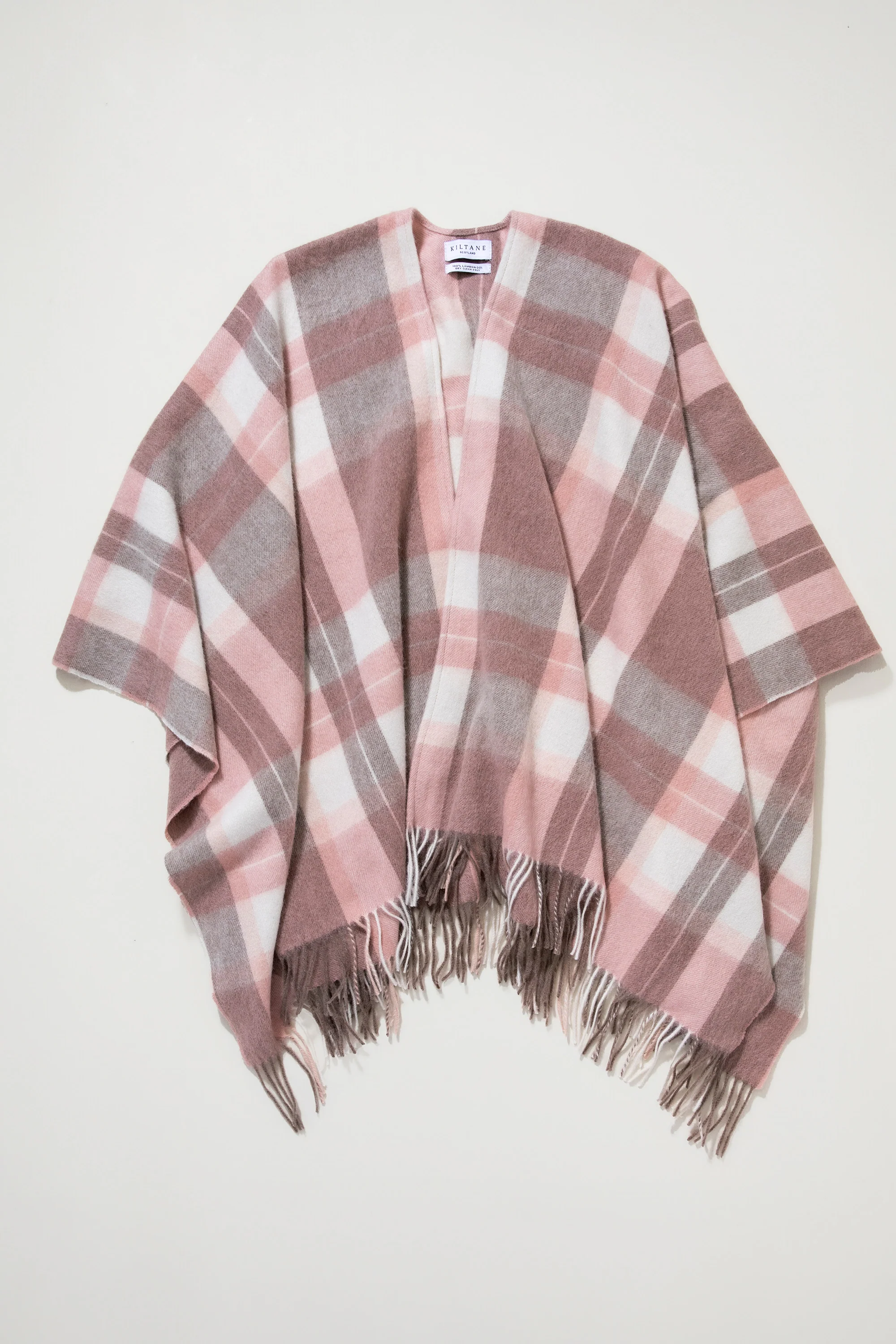 Contemporary Check Lambswool Wrap - Cameo - Image 3