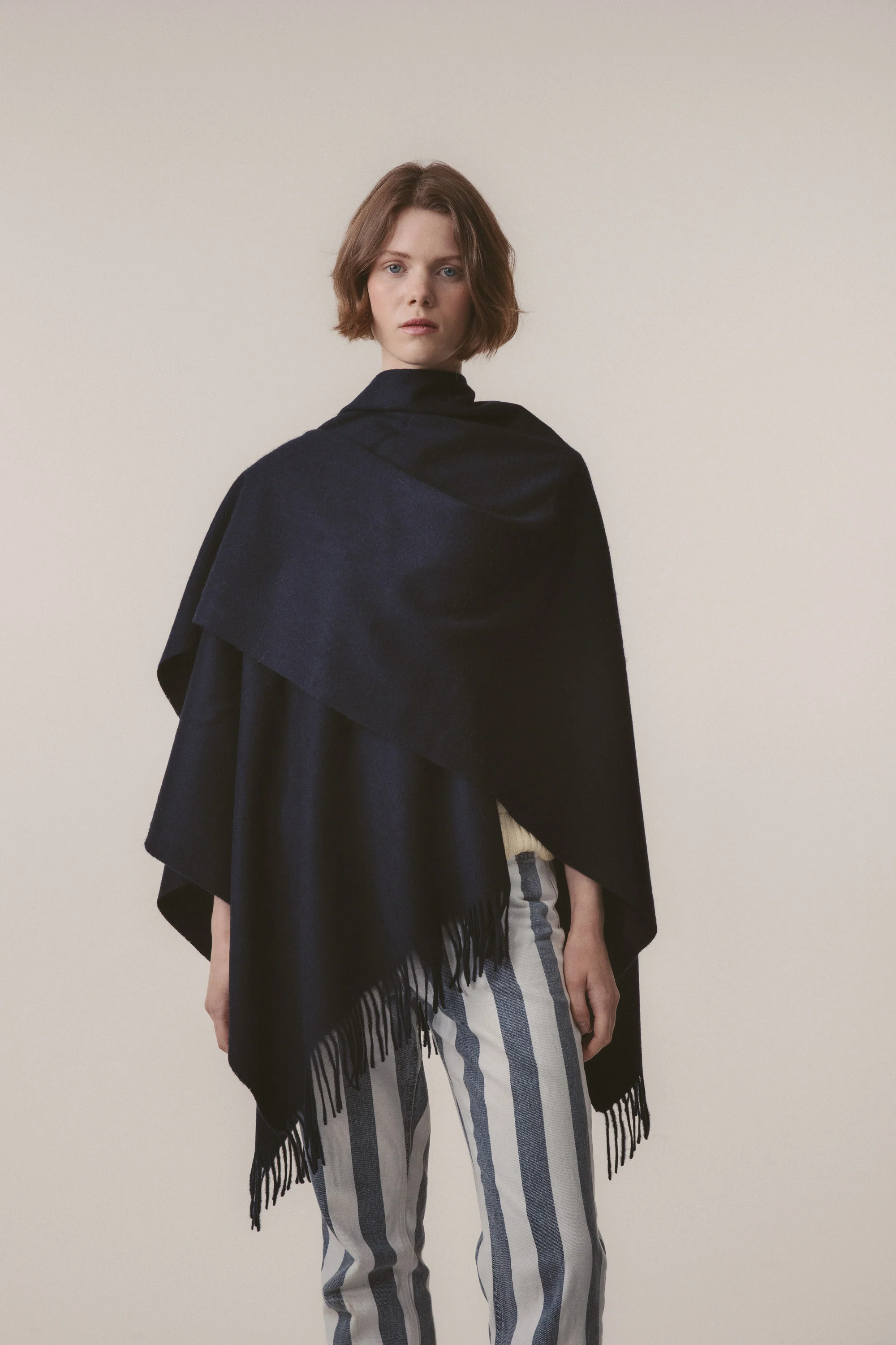 Solid Lambswool Wrap - Dark Navy - Image 2