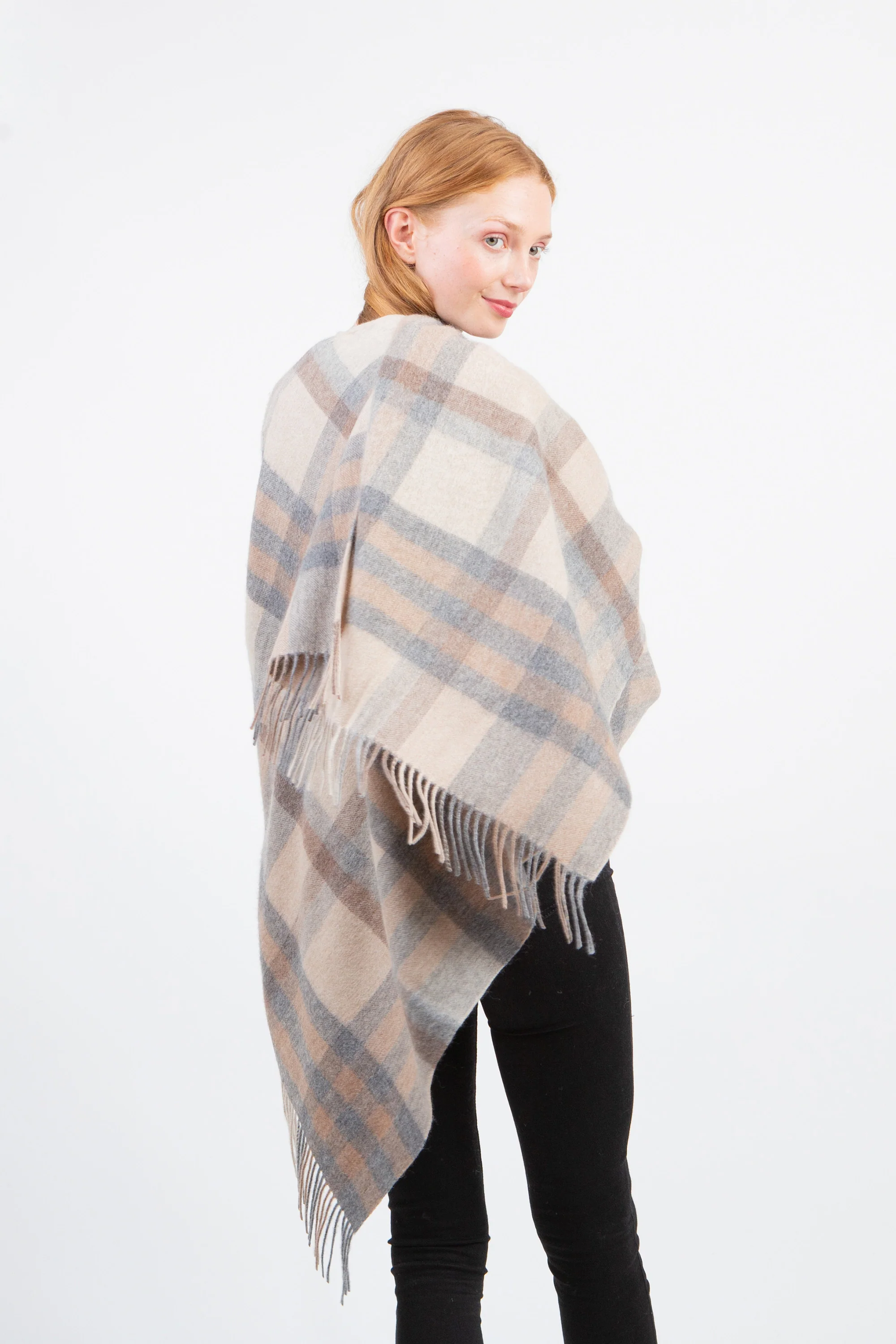 Tartan Lambswool Wrap - Natural - Image 2