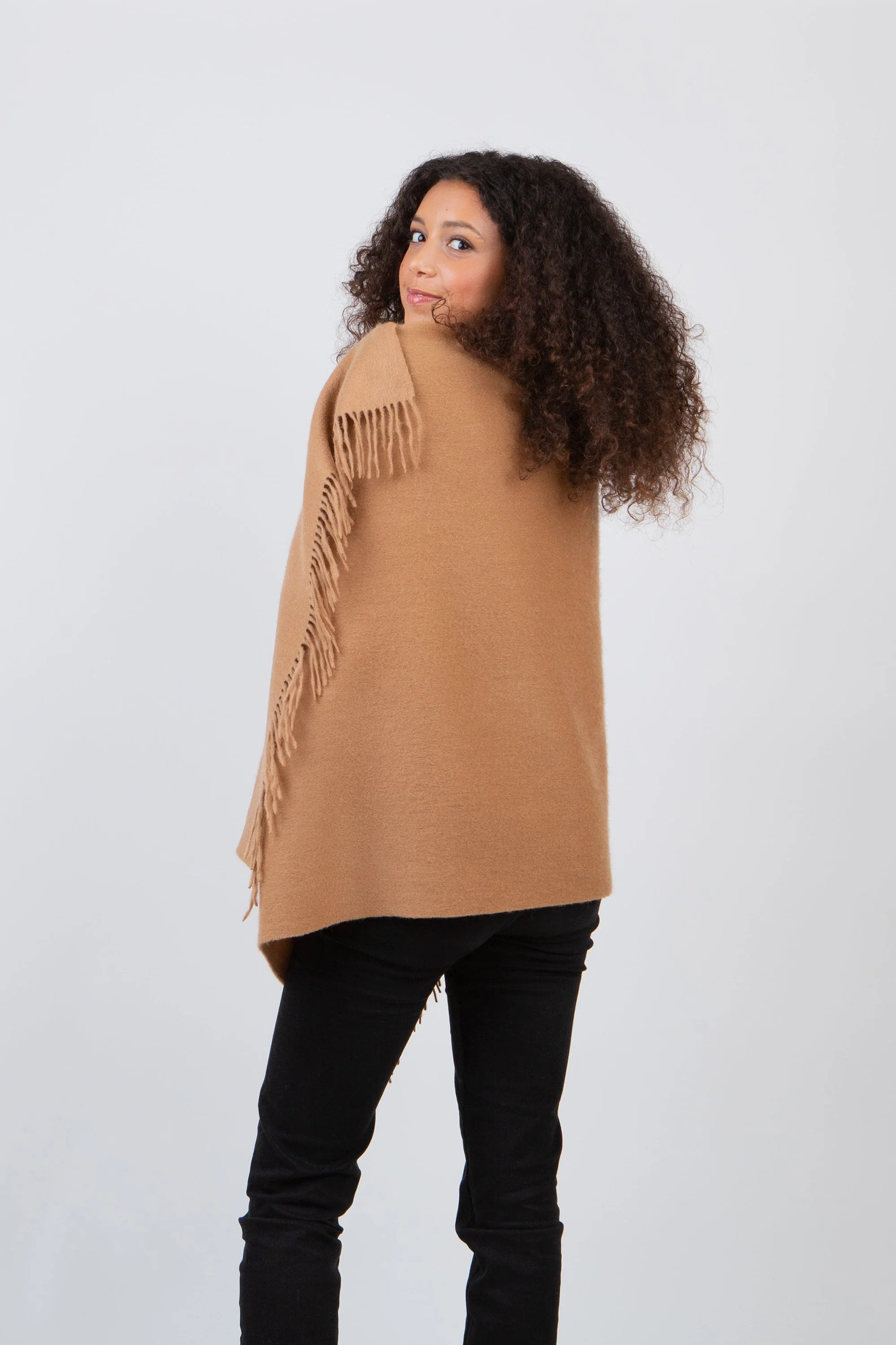 Solid Lambswool Stole - Dark Camel - Image 2