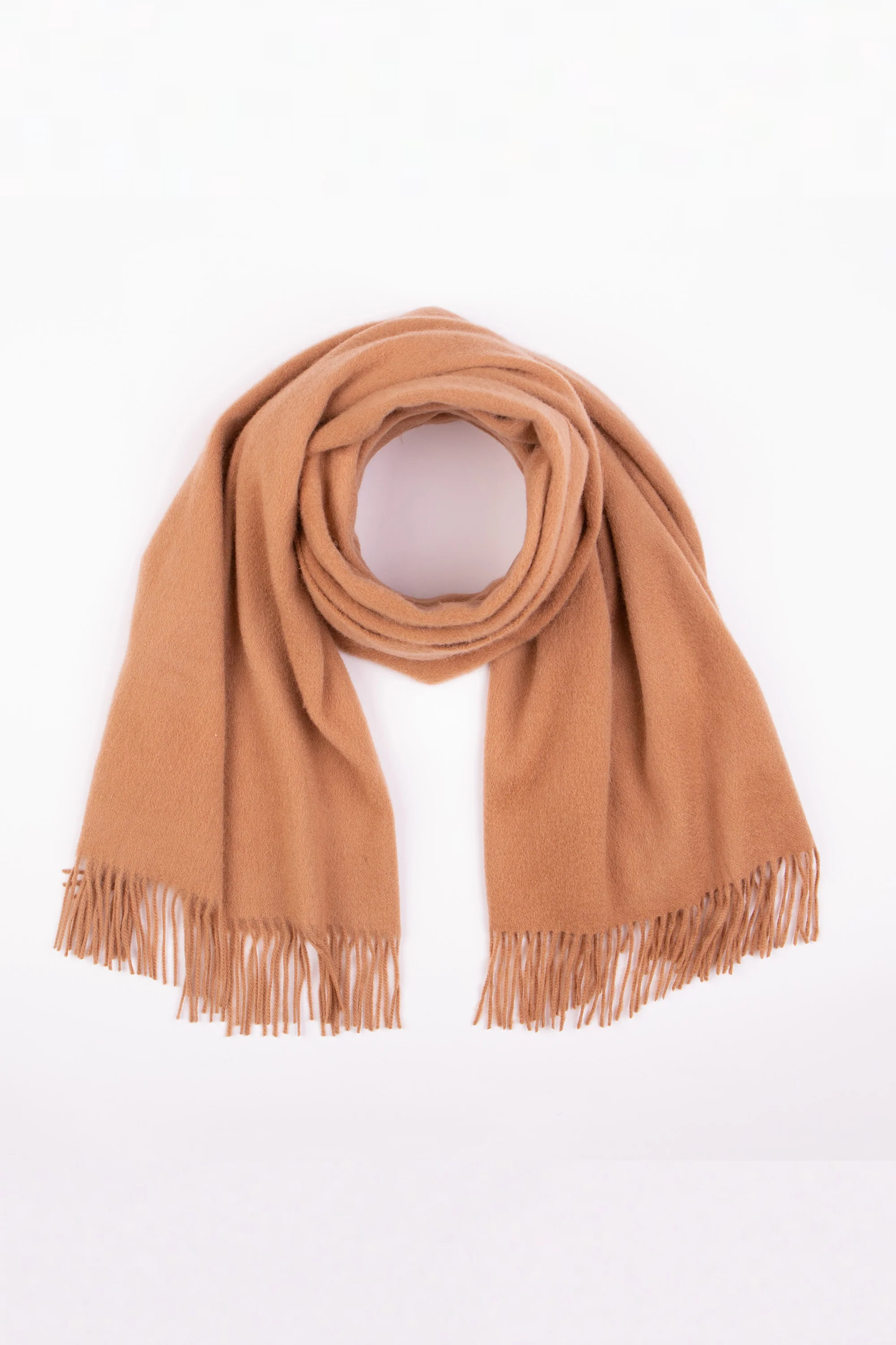 Solid Lambswool Stole - Dark Camel - Image 4