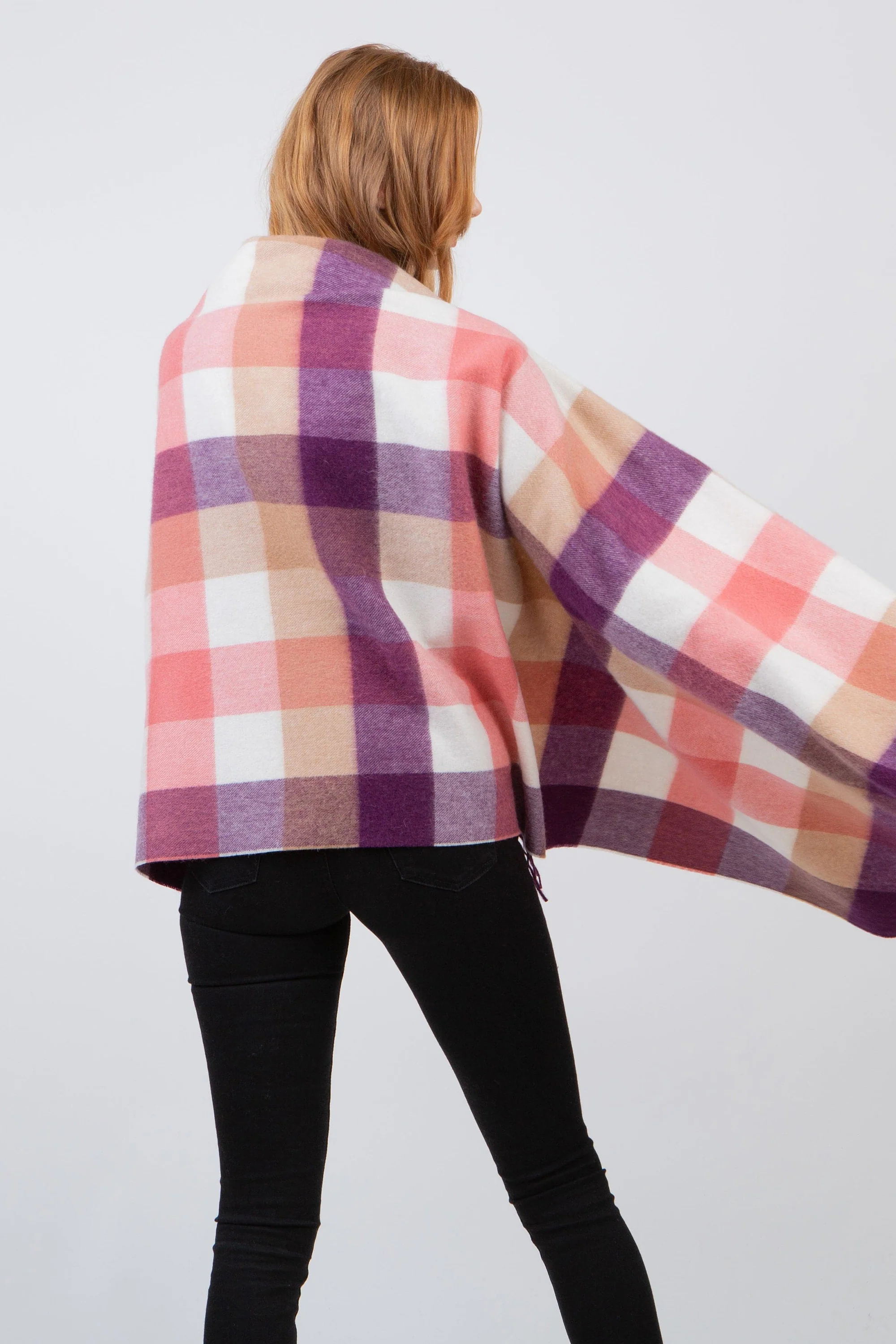 5 Square Check Lambswool Stole - Eminence - Image 2
