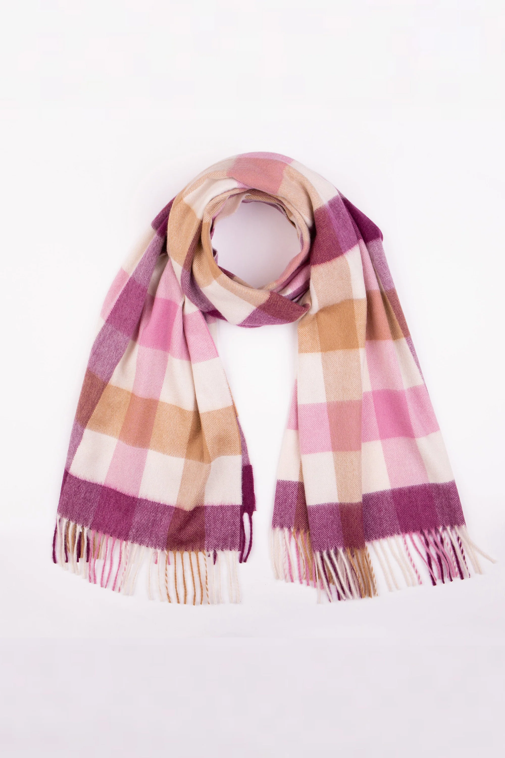 5 Square Check Lambswool Stole - Eminence - Image 4