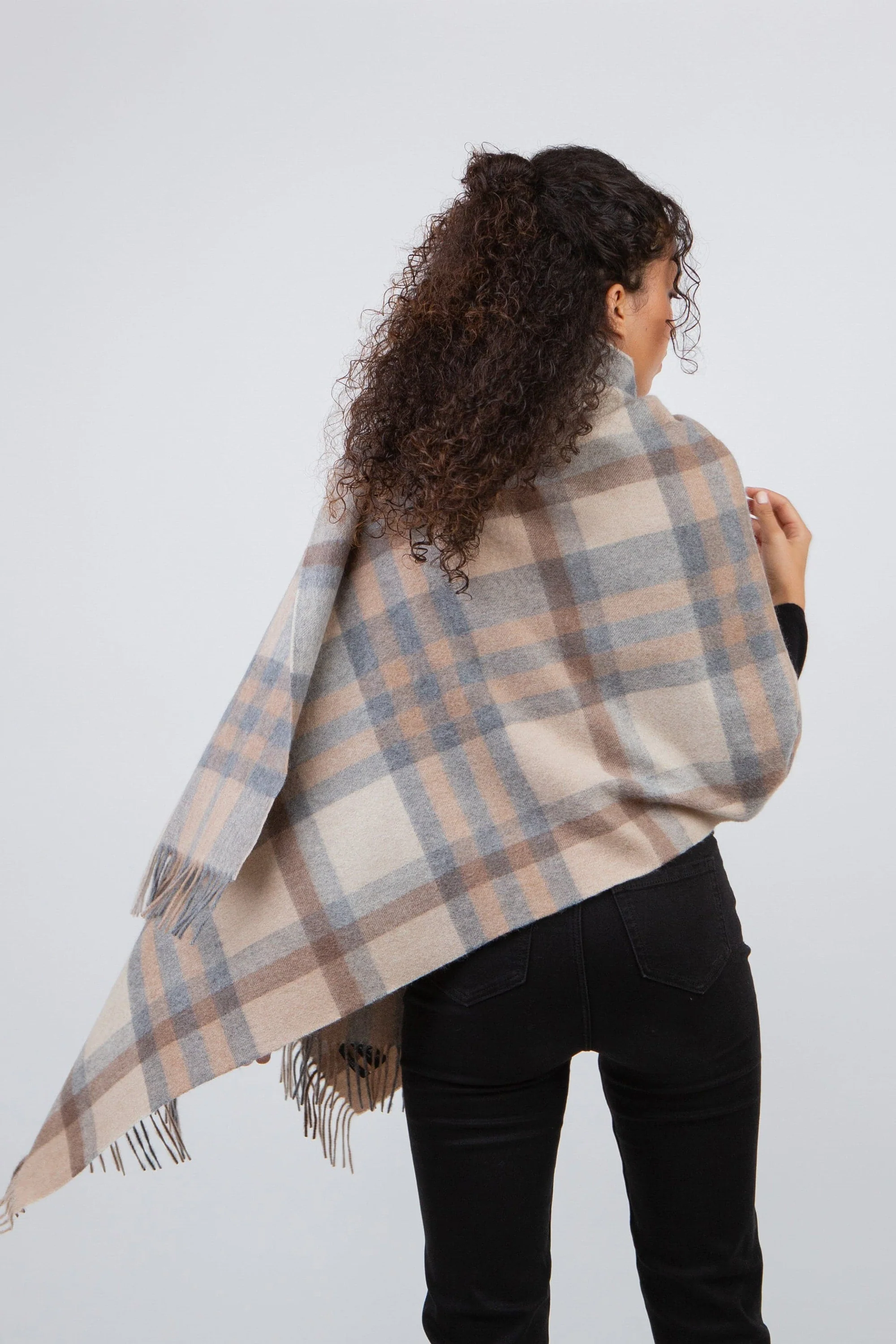 Tartan Lambswool Stole - Natural - Image 3