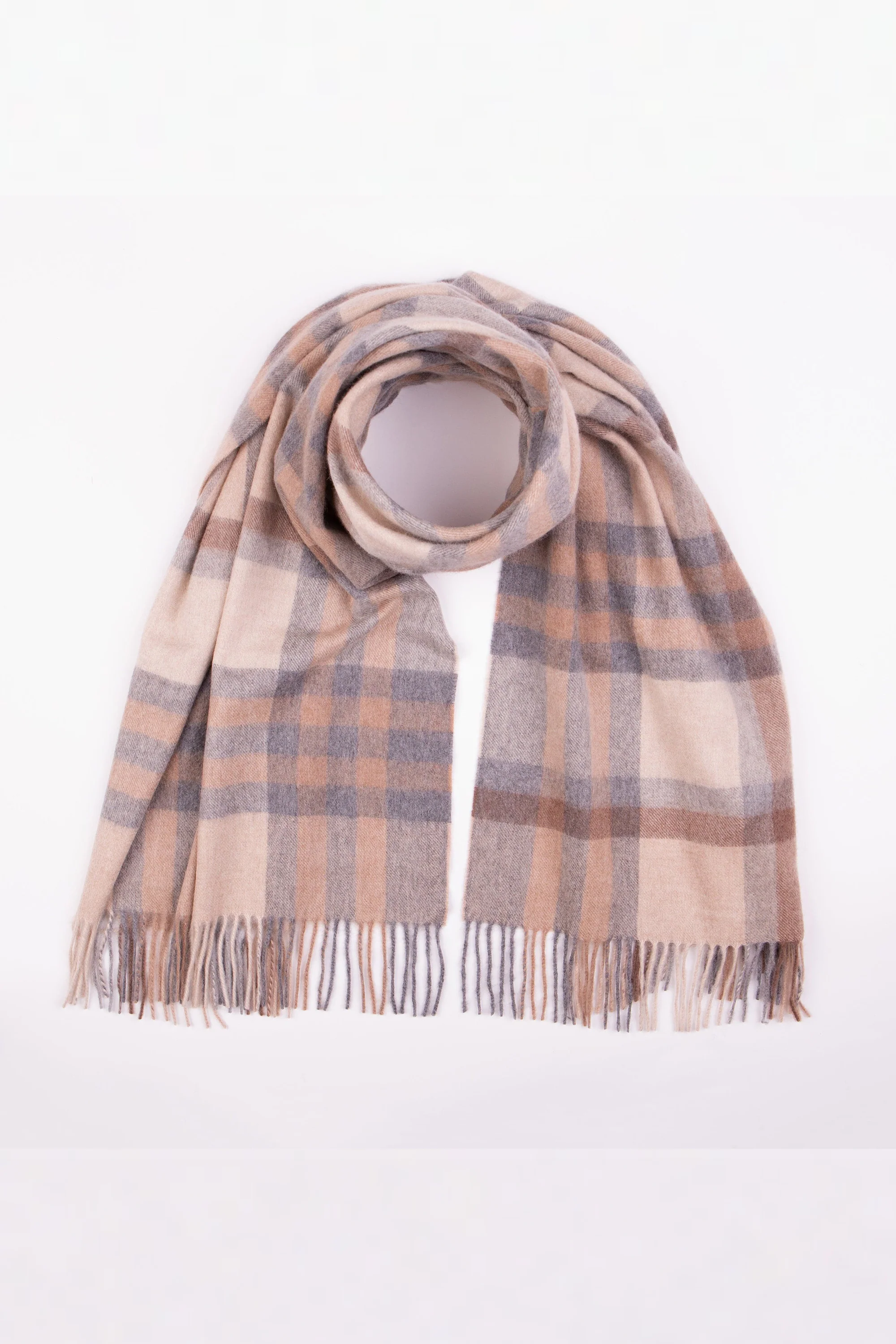 Tartan Lambswool Stole - Natural - Image 4
