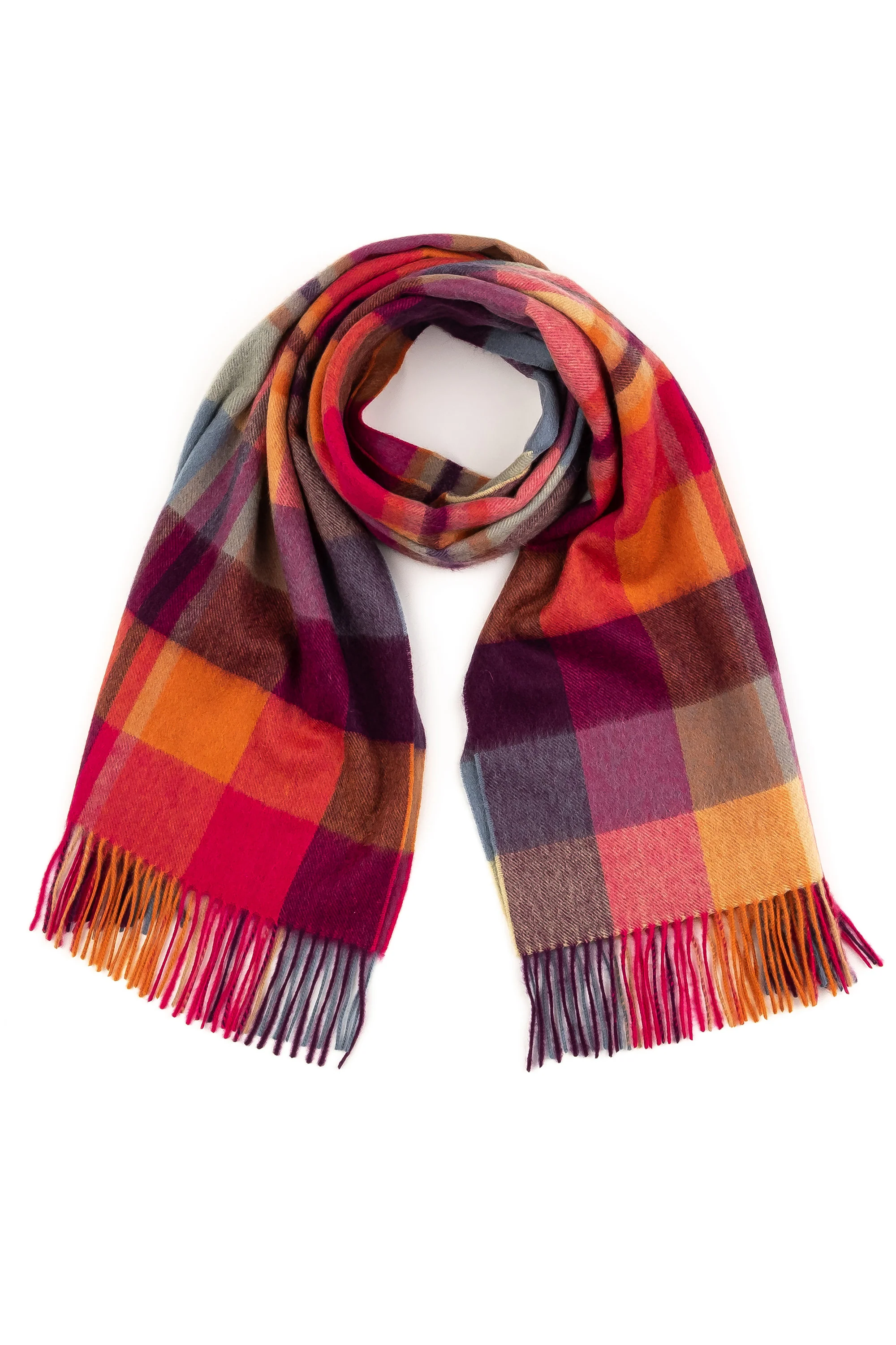 Square Check Lambswool Stole - Orient Ginger - Image 3