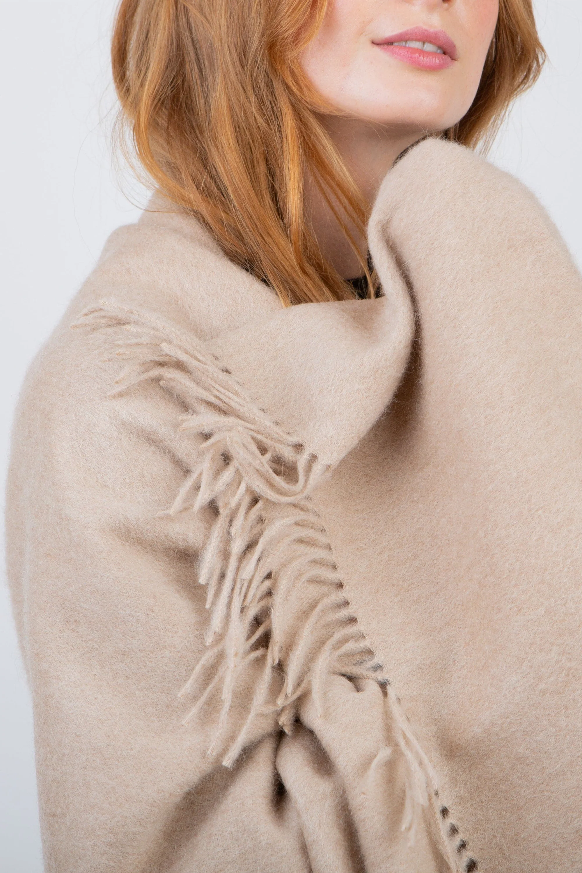 Solid Lambswool Stole - Vicuna - Image 3