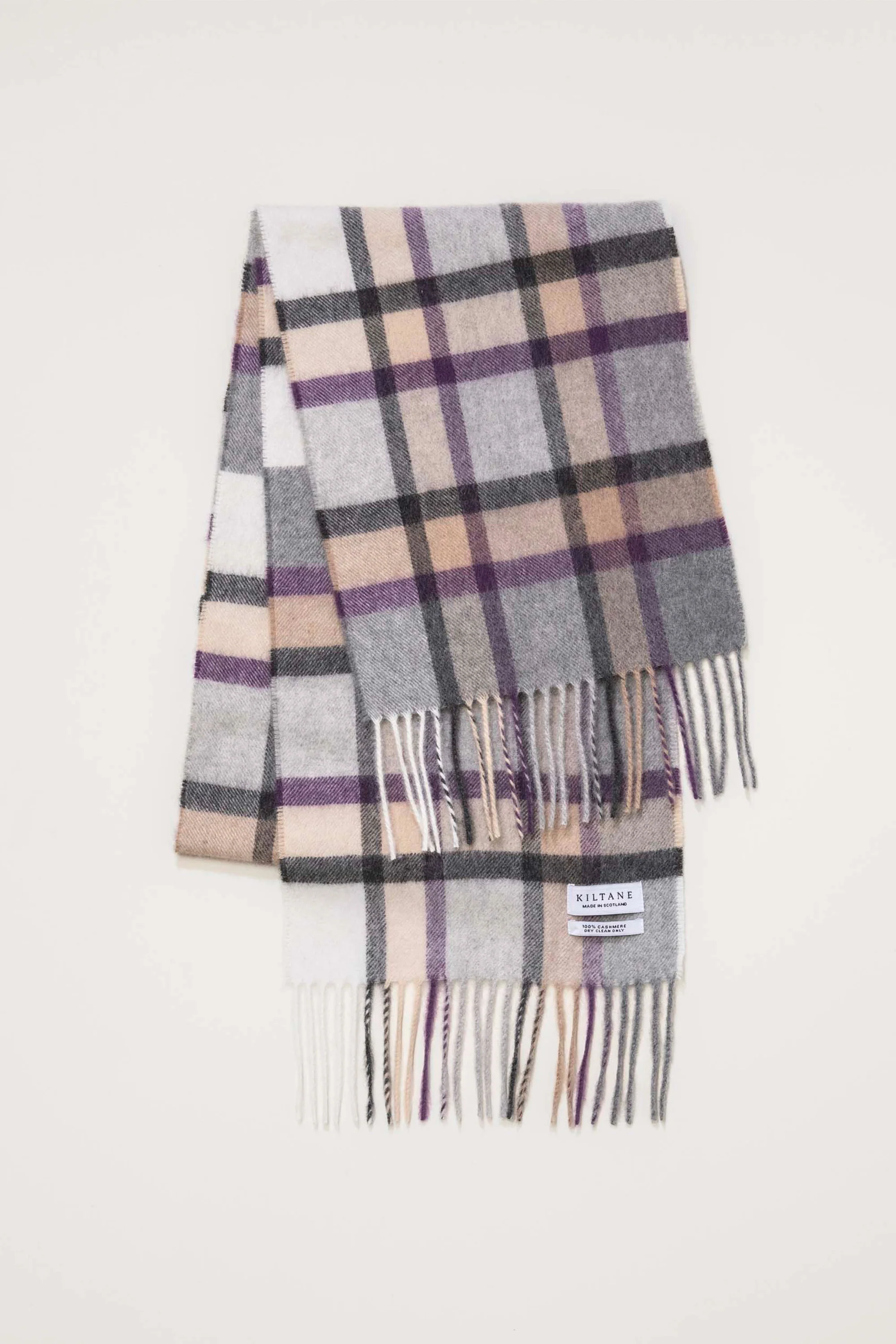 Made In Scotland Princeton Check Cashmere Scarf - Lavender - Image 2
