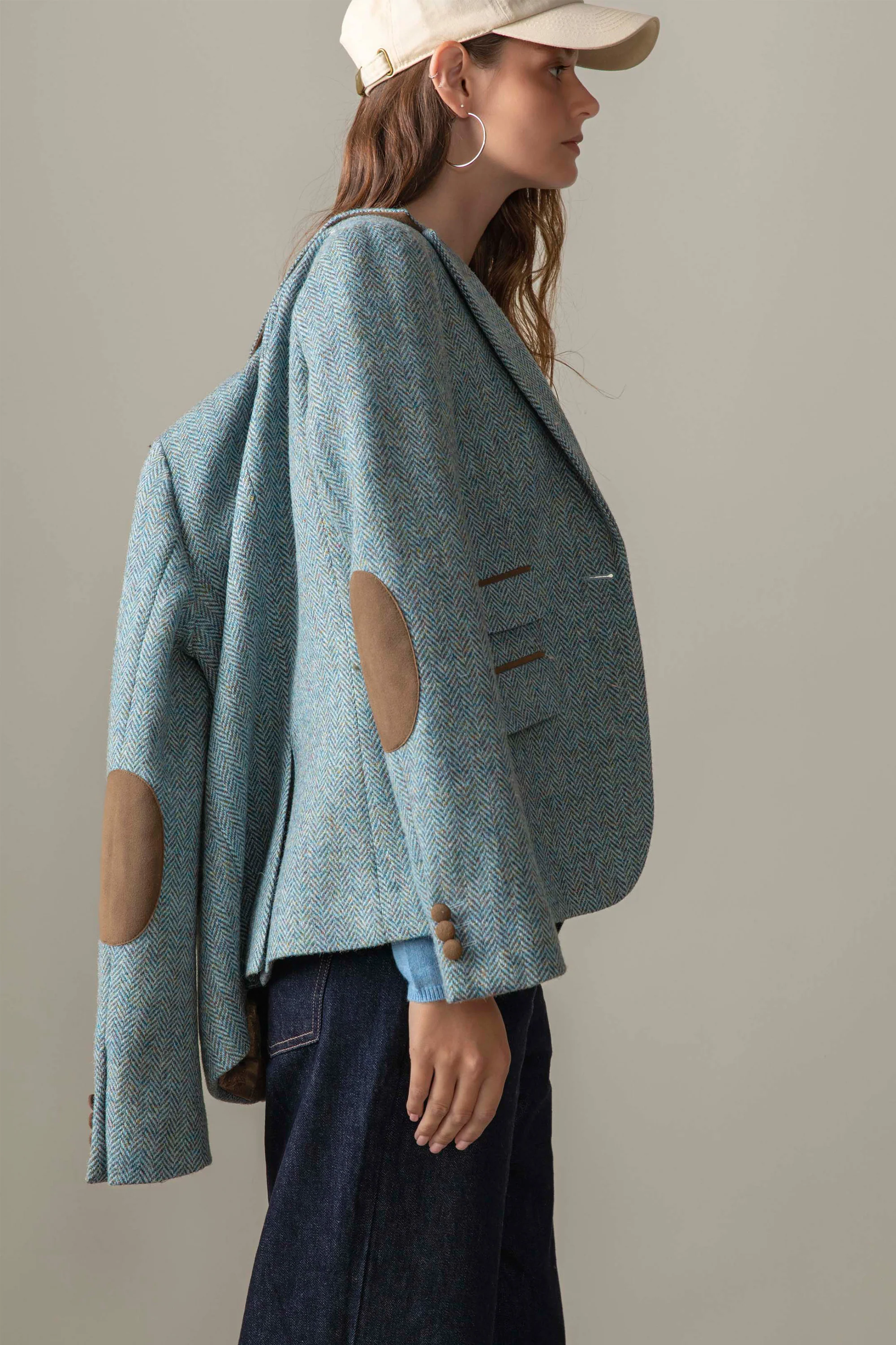 Women's Harris Tweed Janice Blazer - Light Blue Herringbone Mix - Image 2