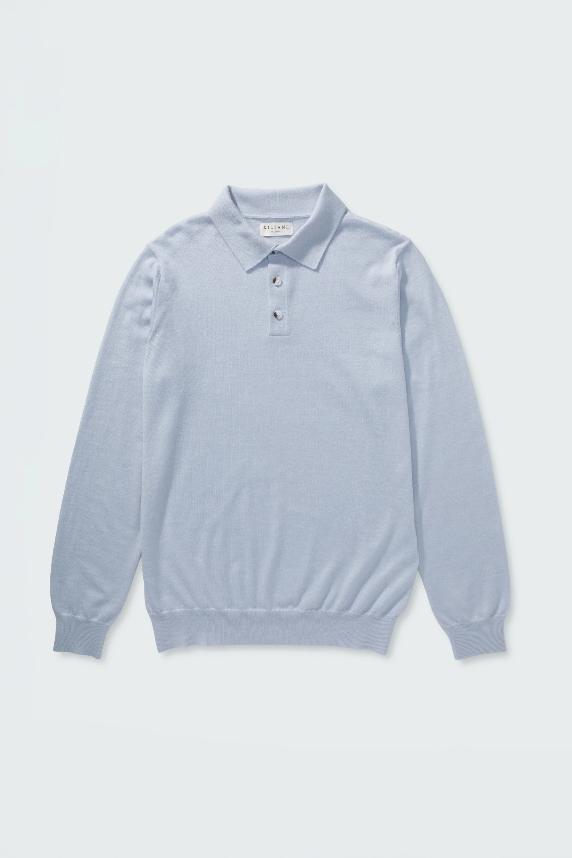 Long Sleeve Cashmere Polo - Pale Blue - Image 5