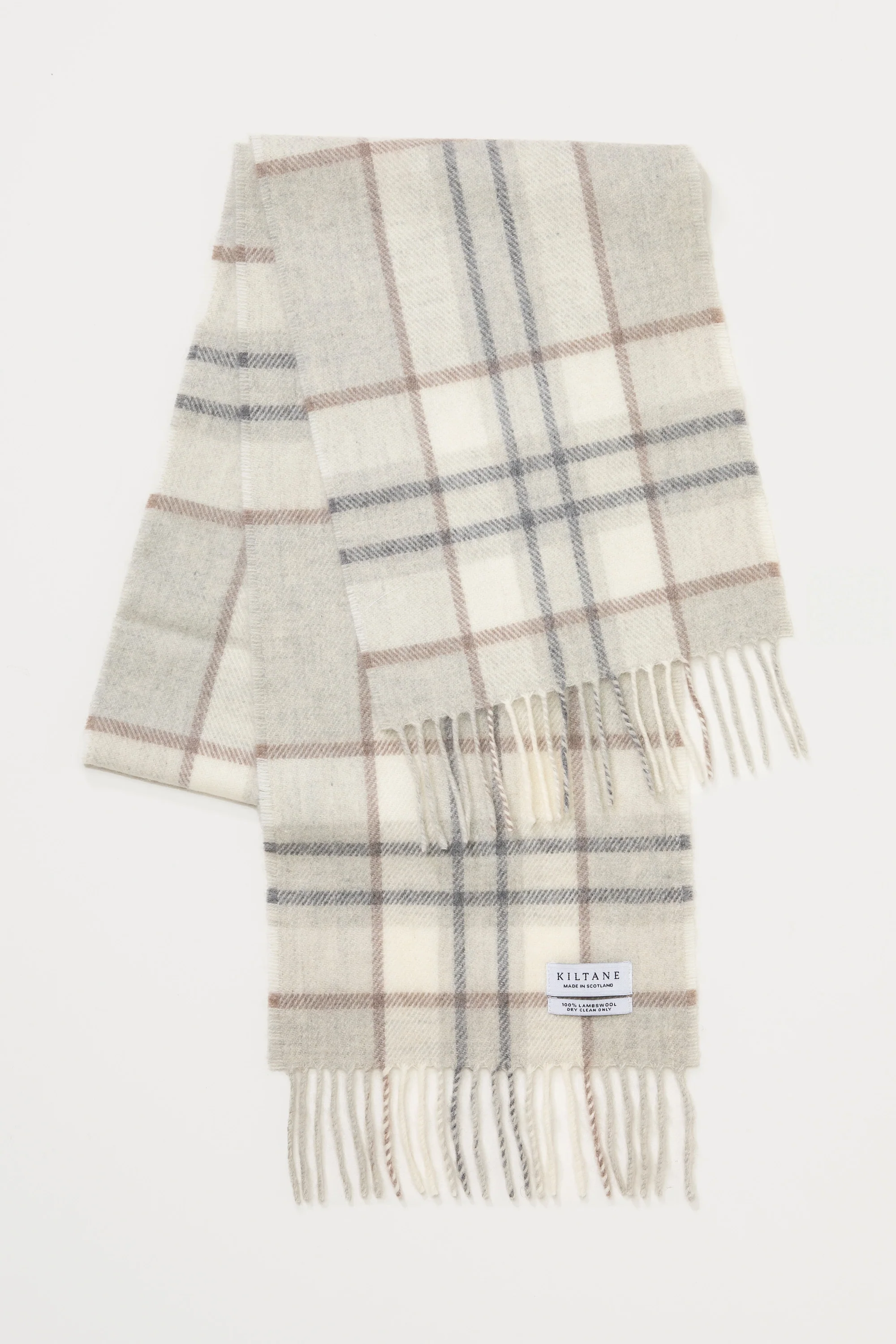 Made in Scotland Lambswool Scarf - Lunanburn Check Ash - Image 2