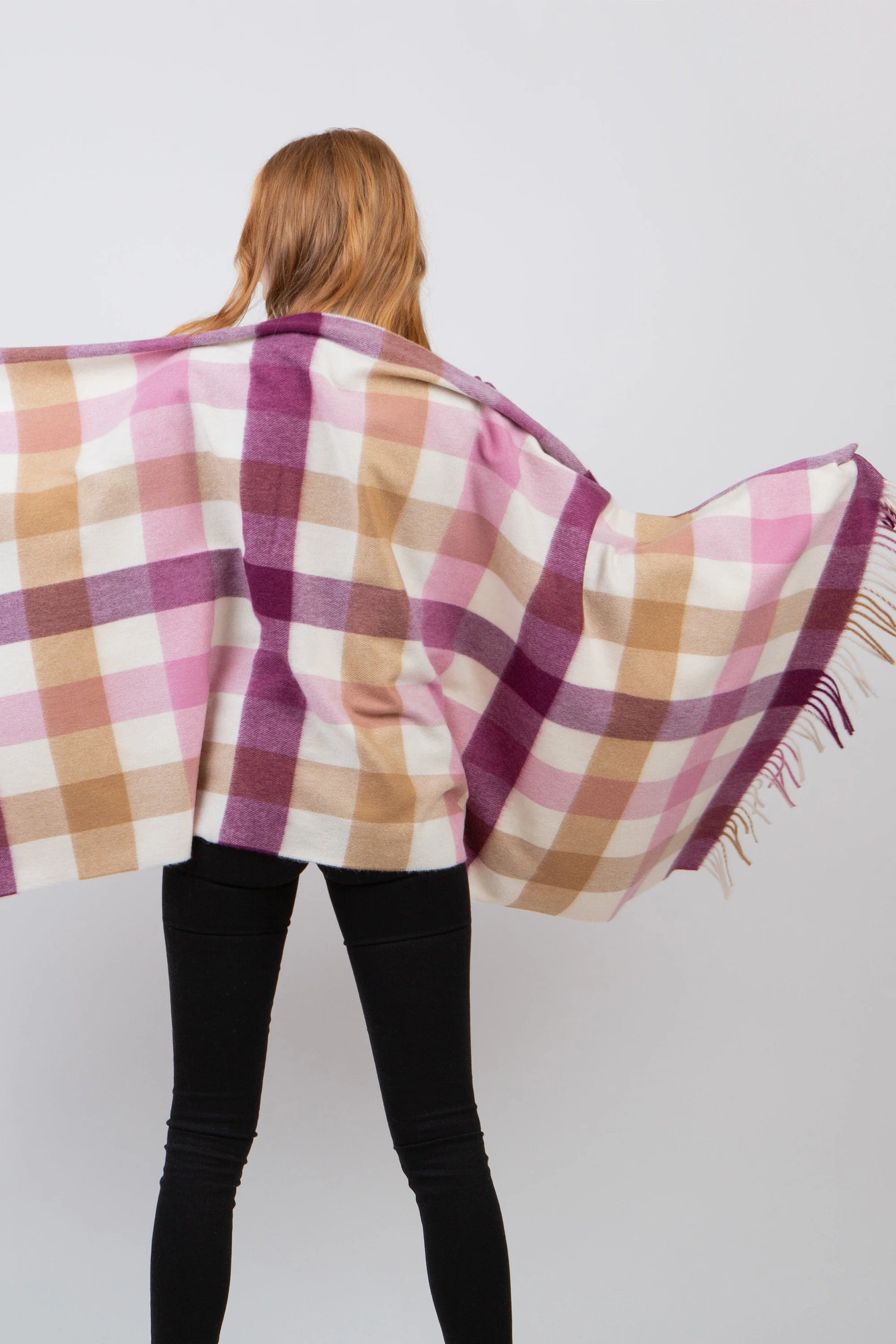 Made In Scotland 5 Square Cashmere Stole - Rhubarb Pink - Image 2