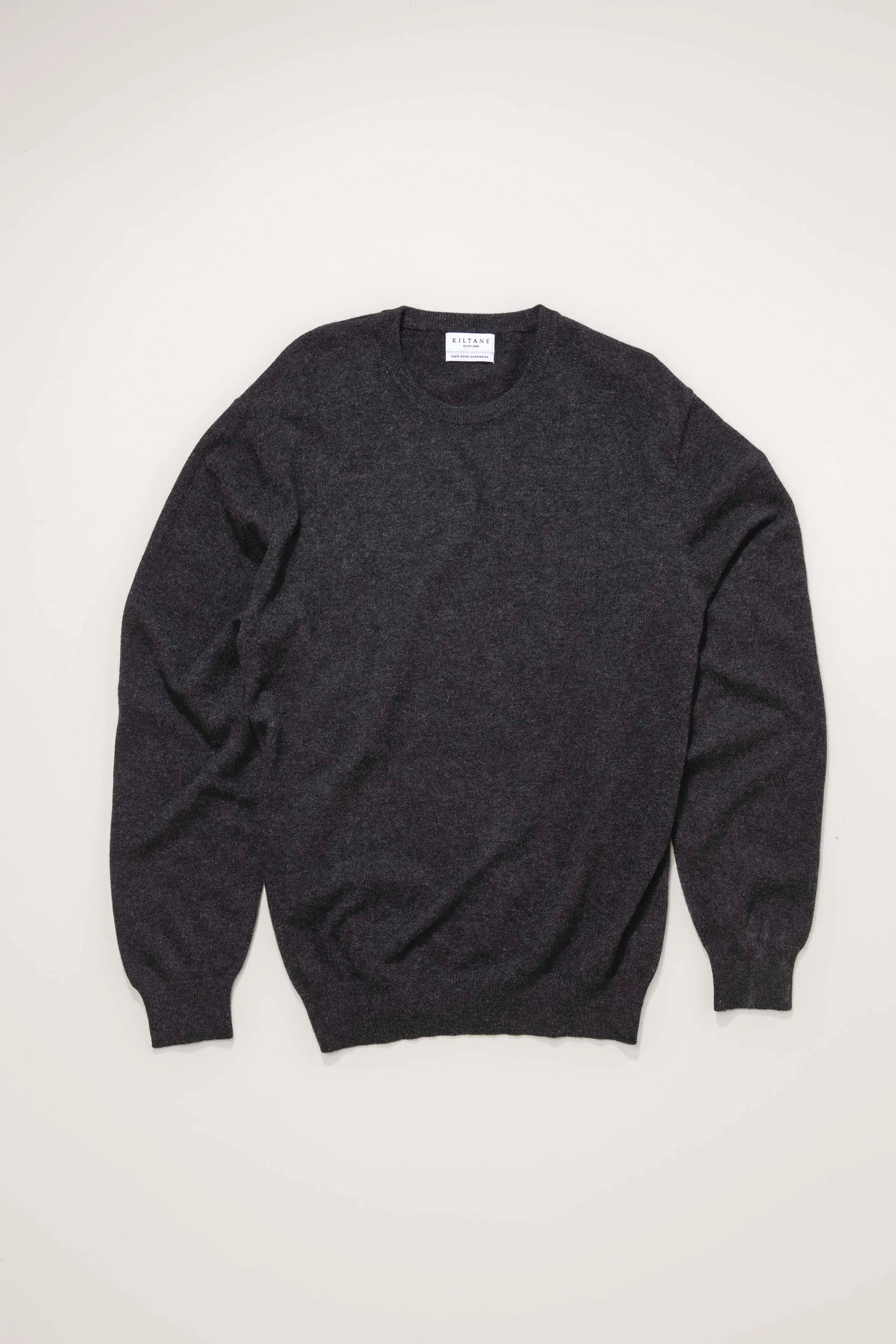Men's Cashmere Crew Neck Jumper - Charcoal - Image 3