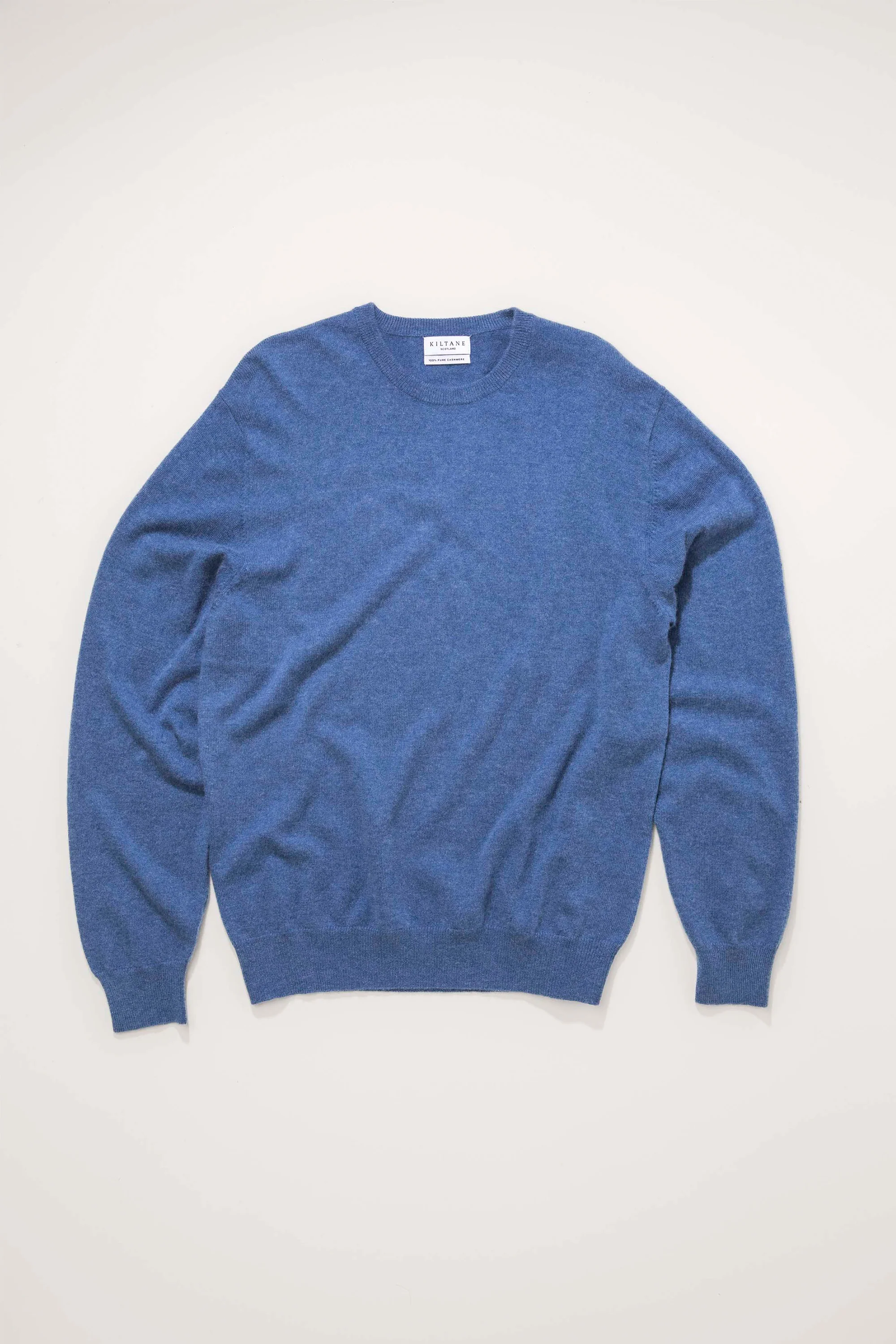 Men's Cashmere Crew Neck Jumper - Denim - Image 3
